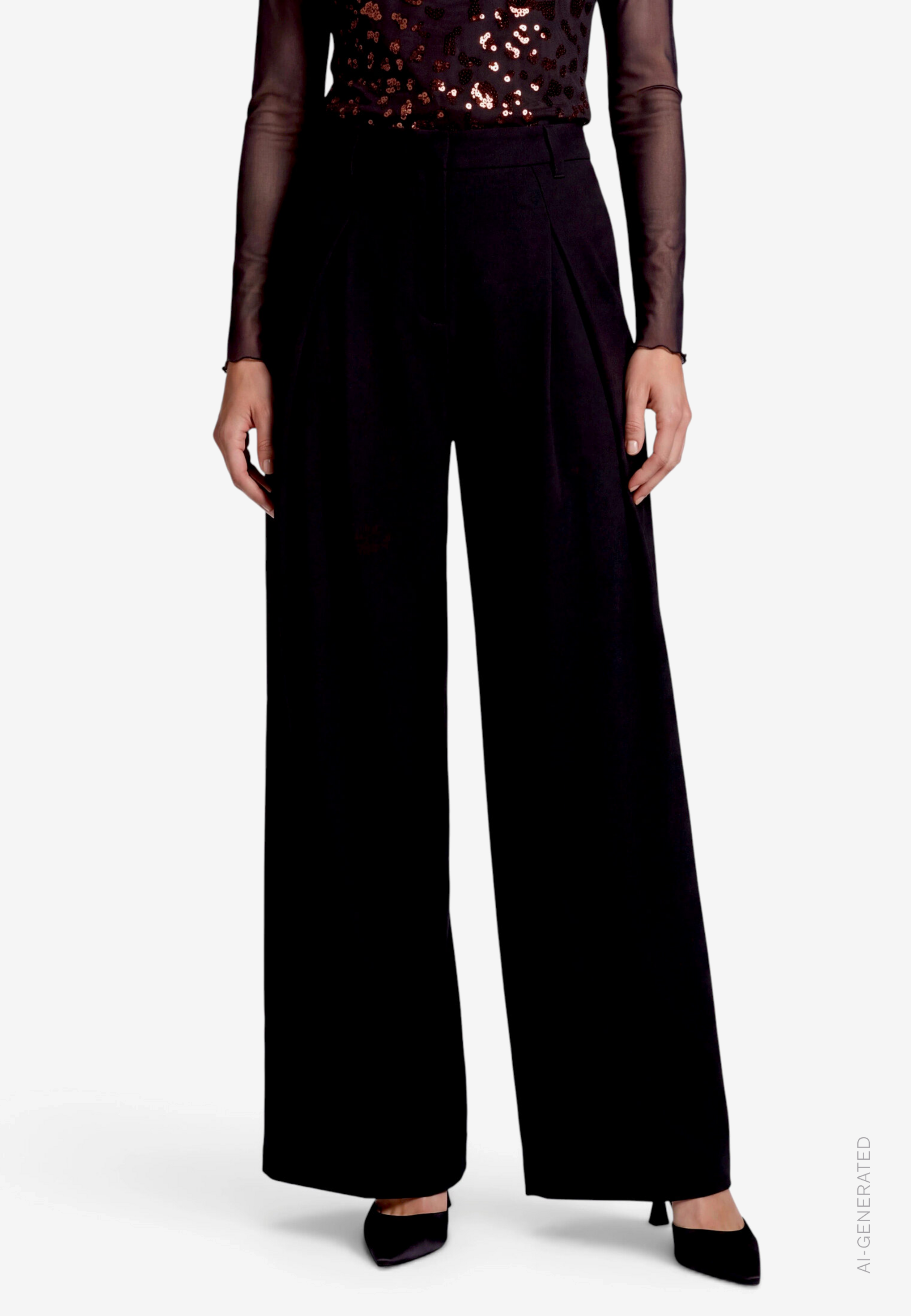 Damen Wideleg-Hose  mit Bundfalten