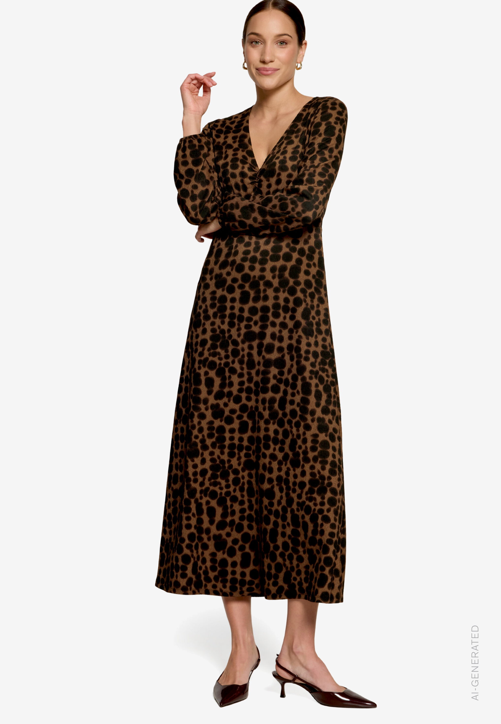 Gemustertes Maxikleid mit V-Ausschnitt