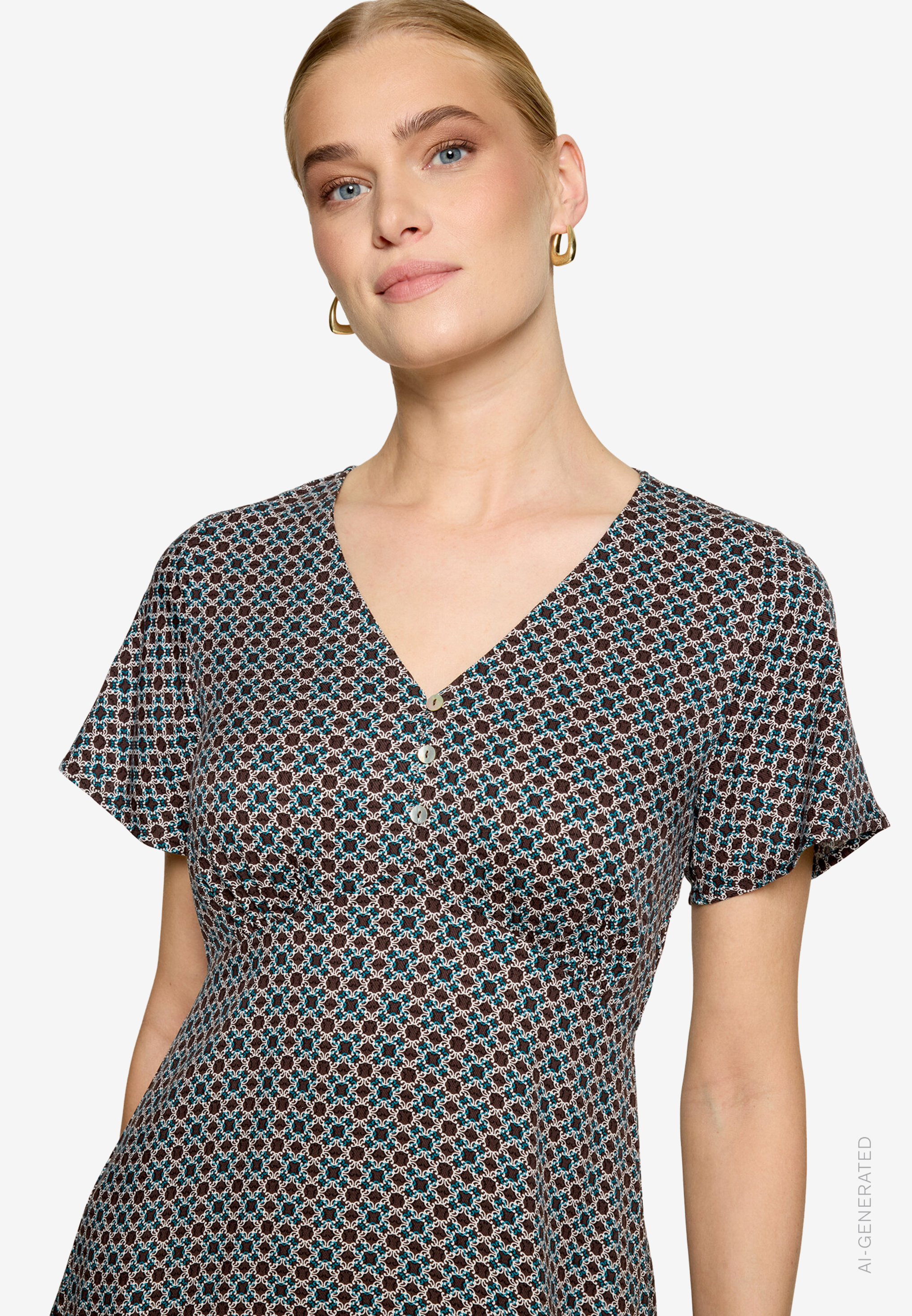Blusenkleid Mini mit grafischem Muster