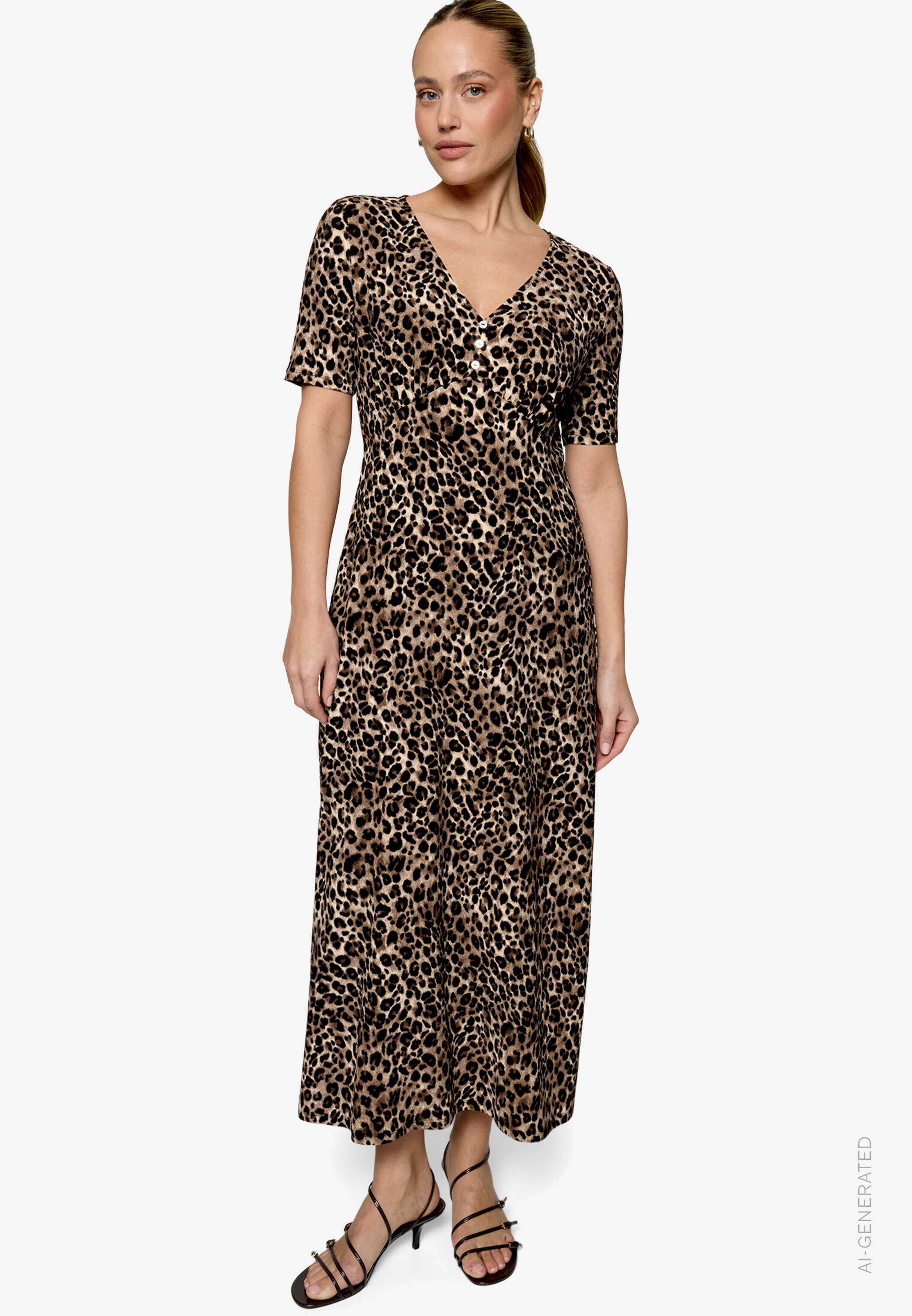 Maxikleid kurzarm mit Leoprint