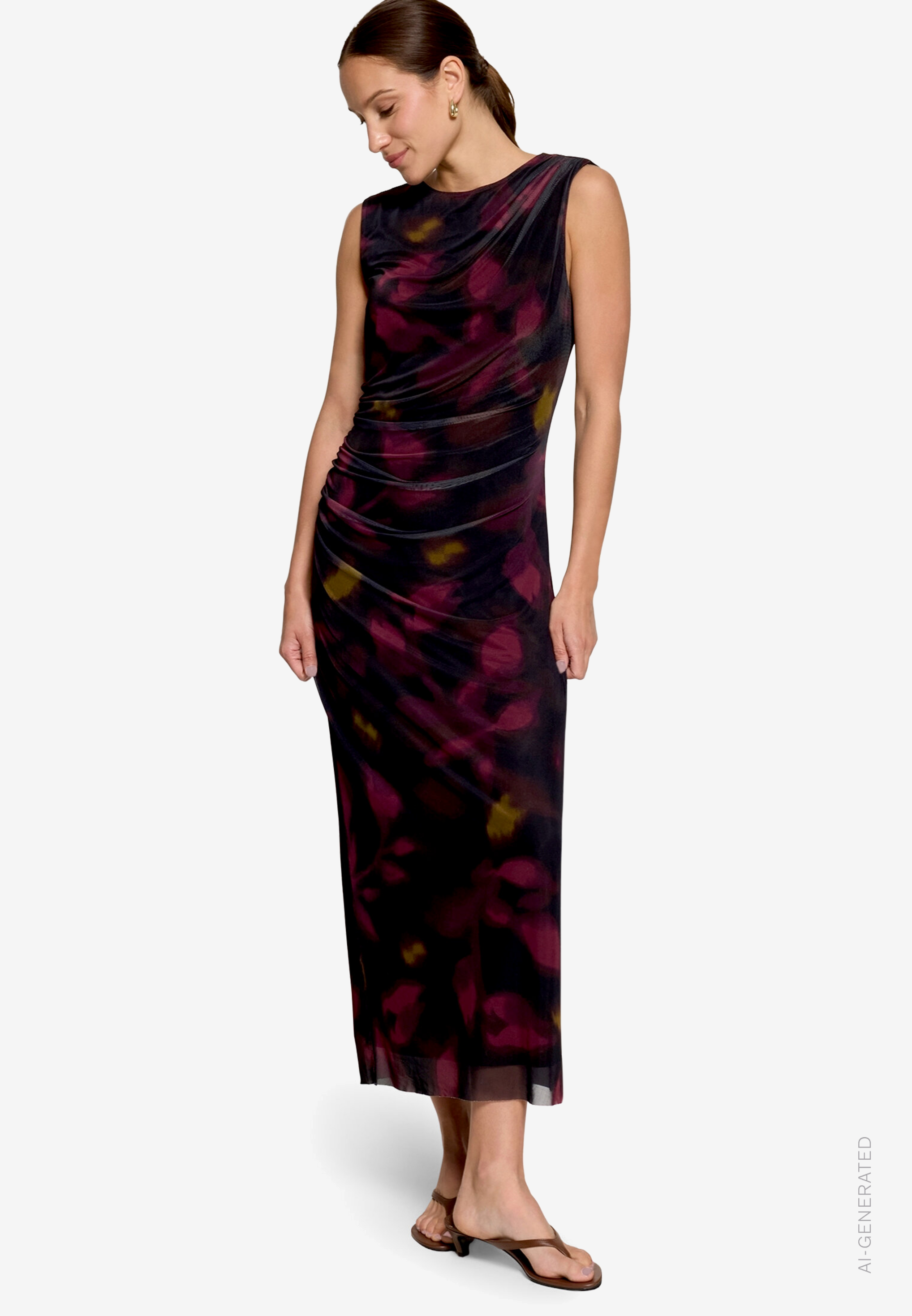 Mesh-Kleid mit Blumen