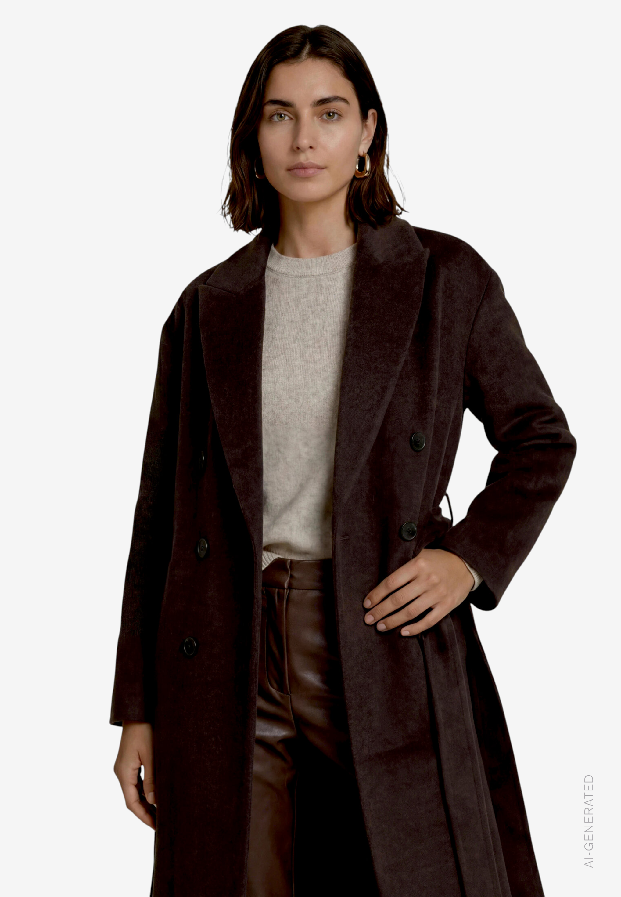 Langer Damen Mantel mit Bindegürtel
