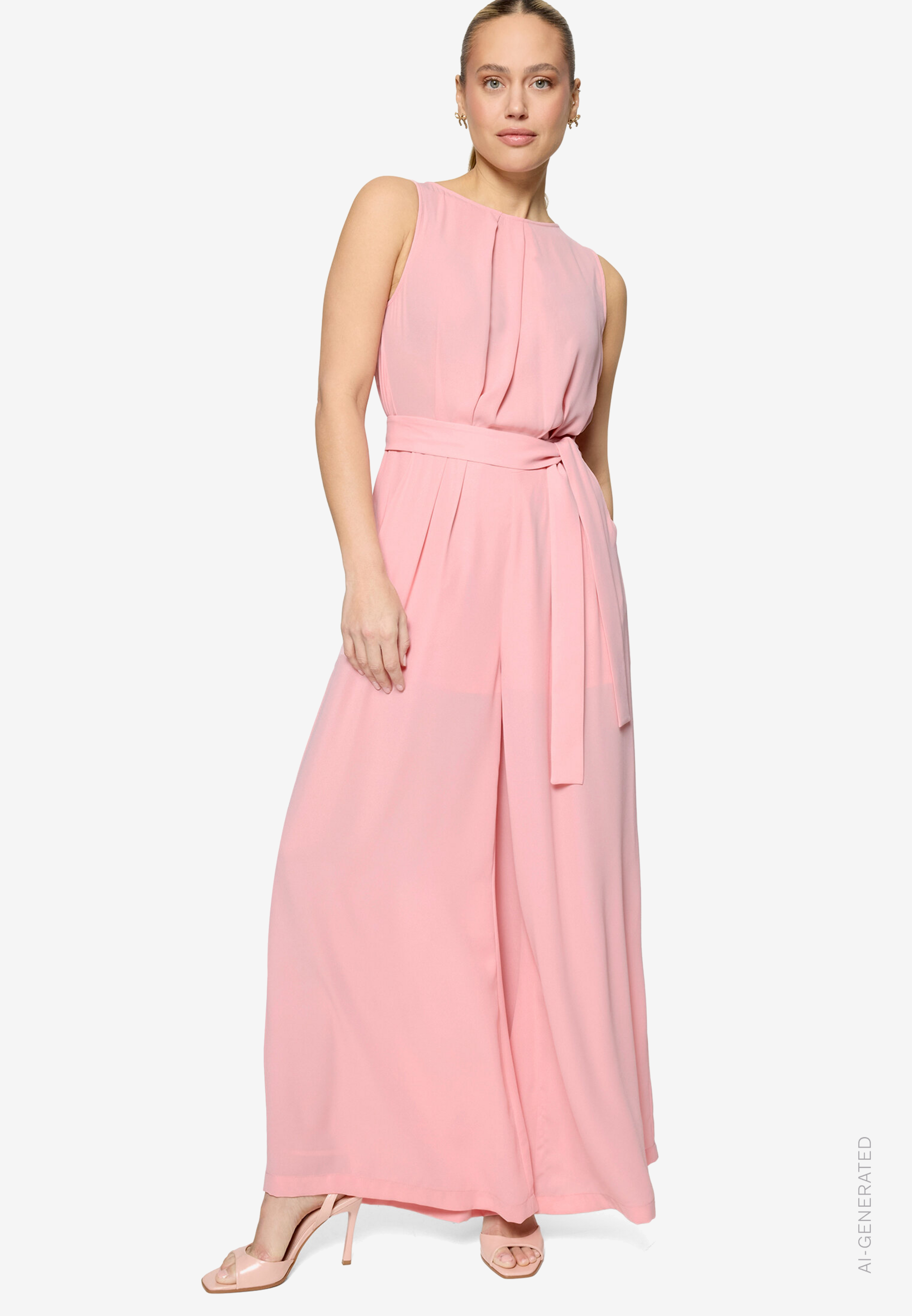 Jumpsuit Mit GüRtel Und Weitem Bein