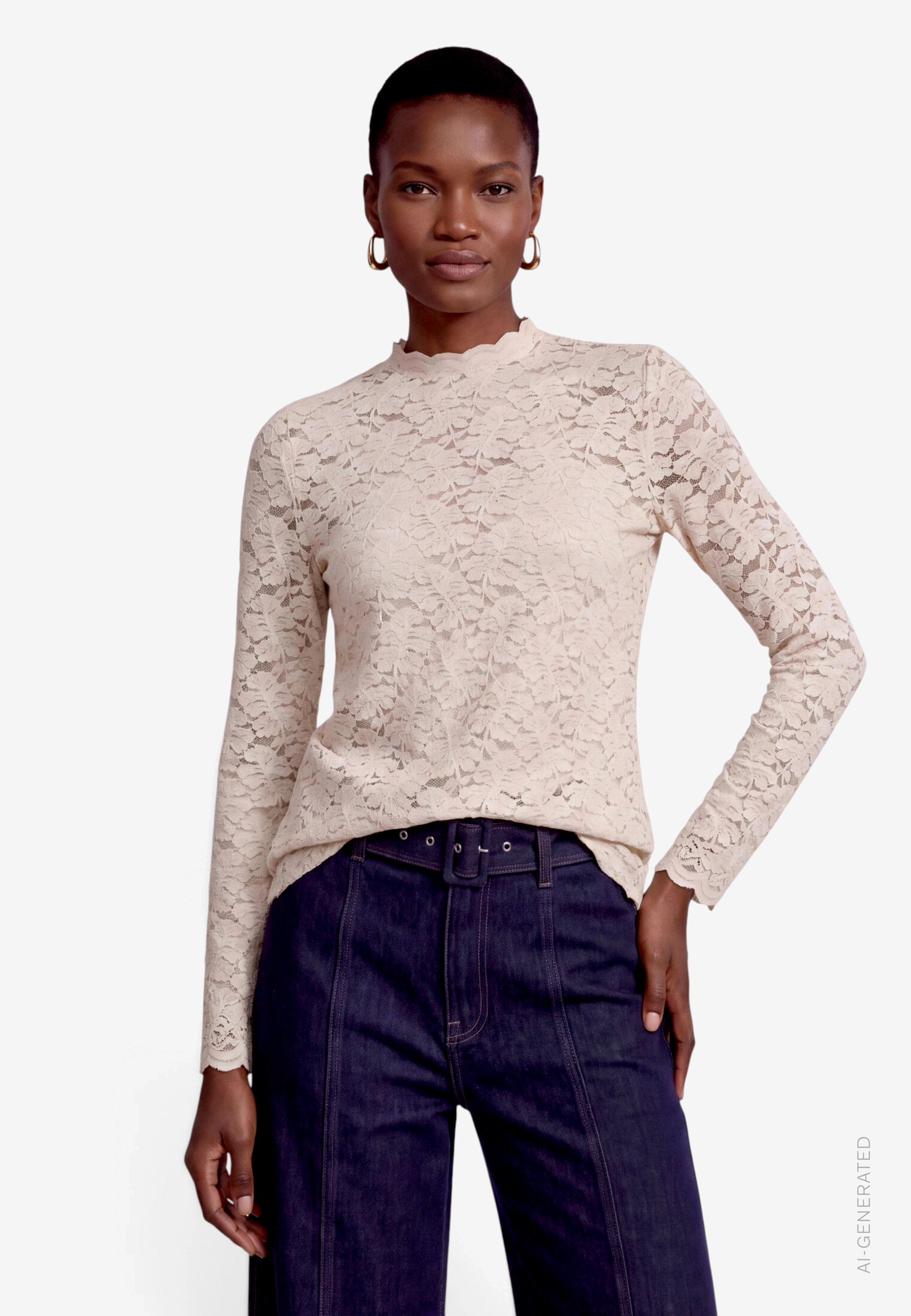 Langarm-Shirt Damen mit Spitze