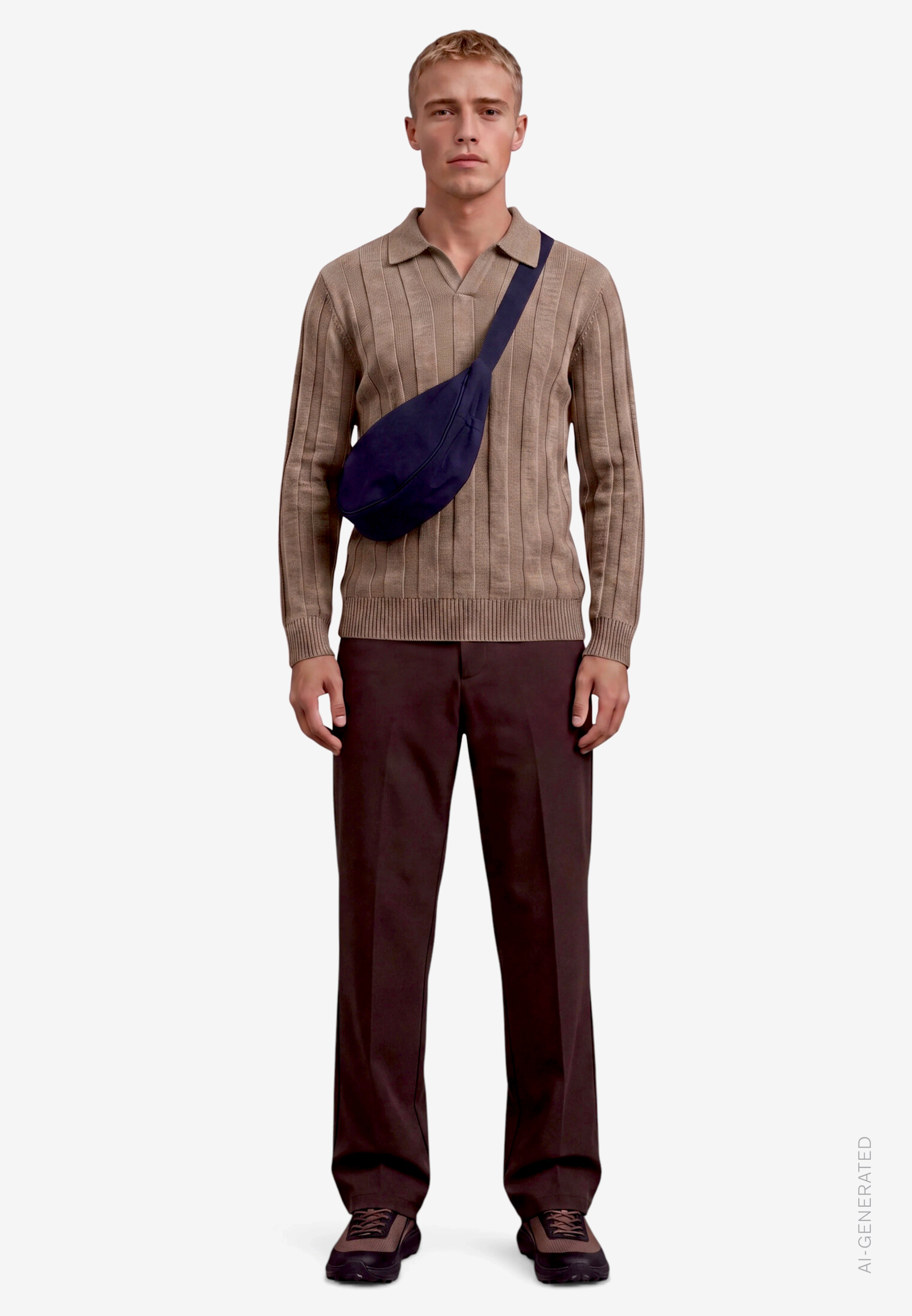 Herren Strickpullover  gerippt mit Hemdkragen