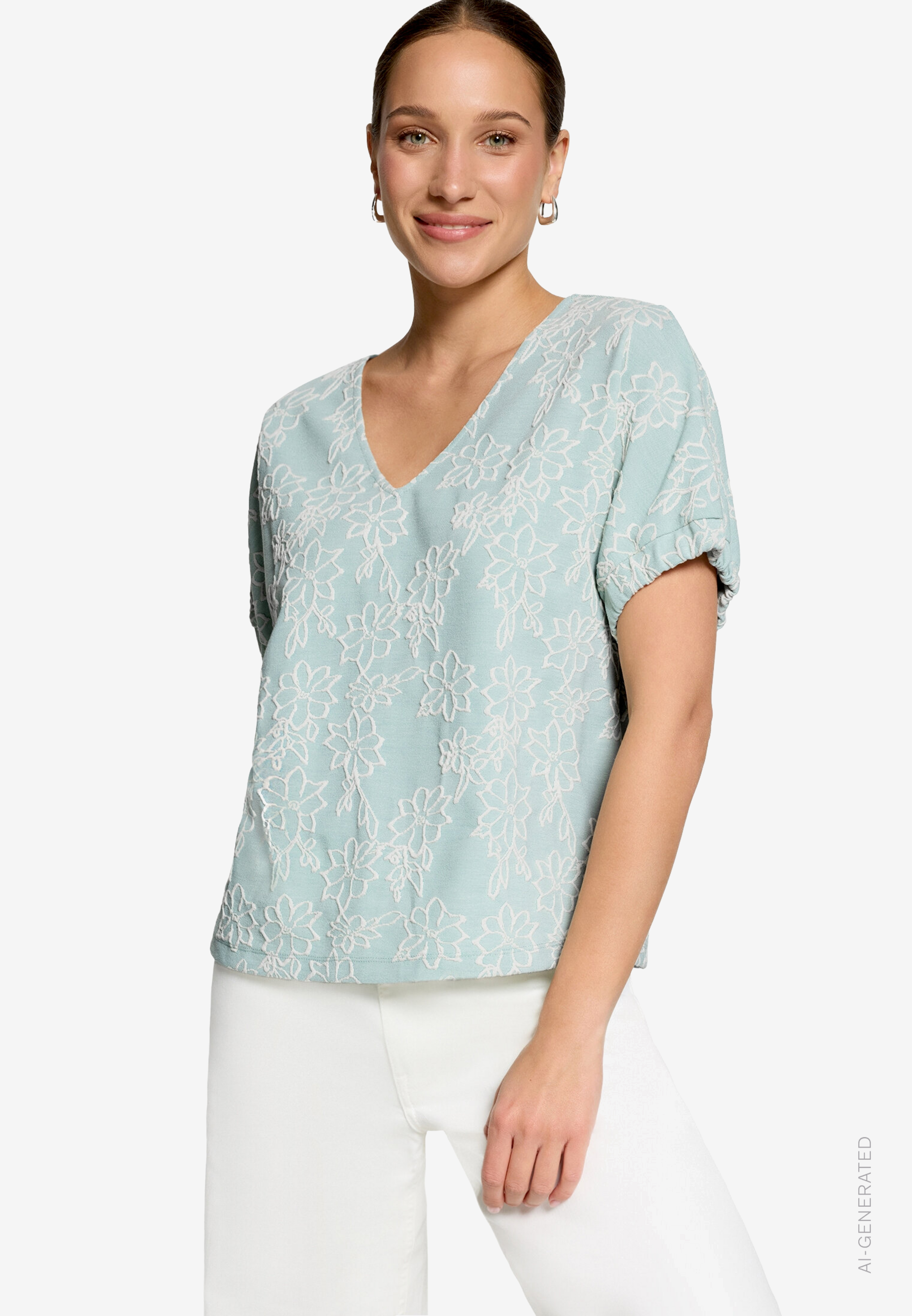 Shirt Mit Blumen-Stickerei