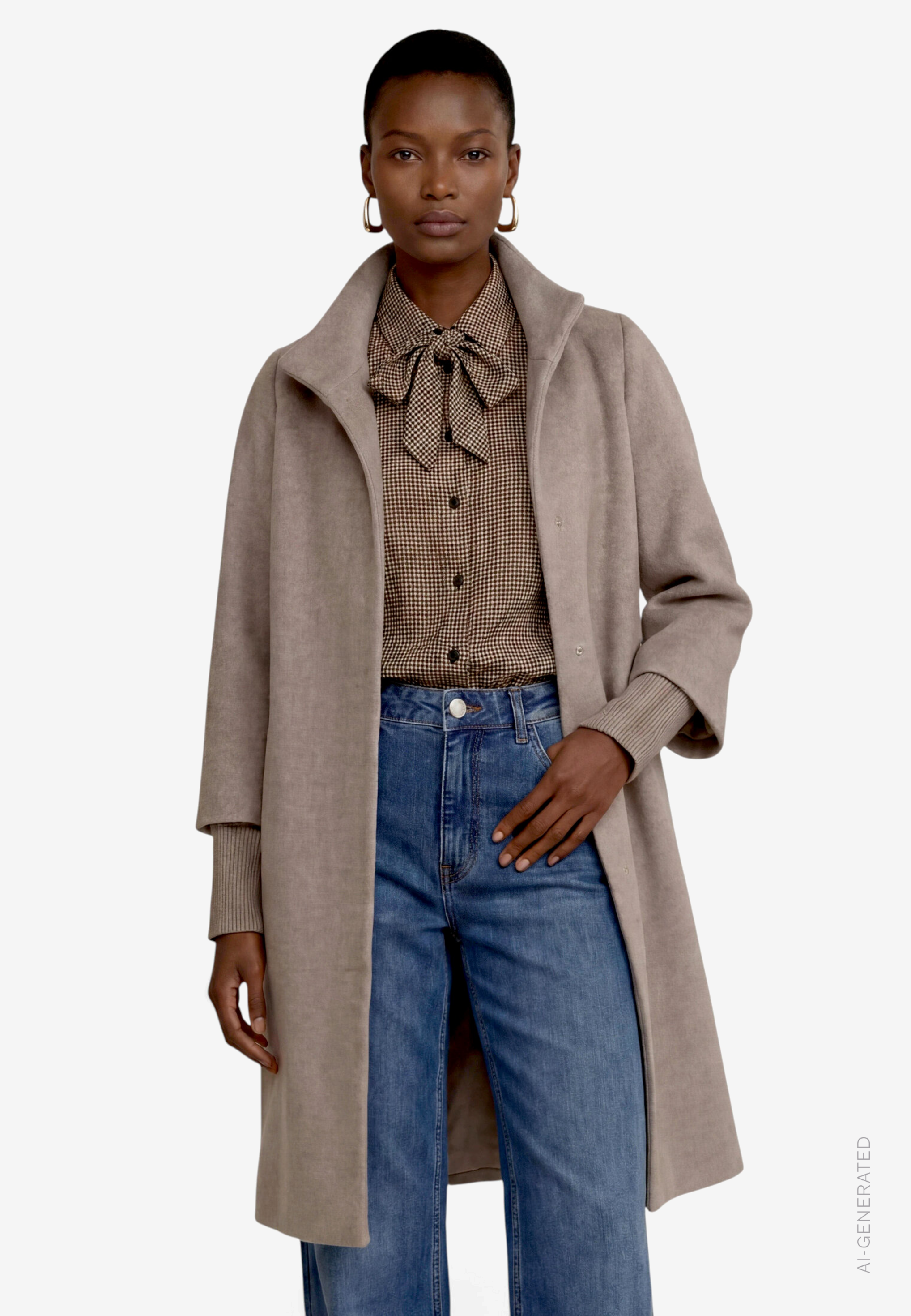 Damen Mantel mit Strickbündchen