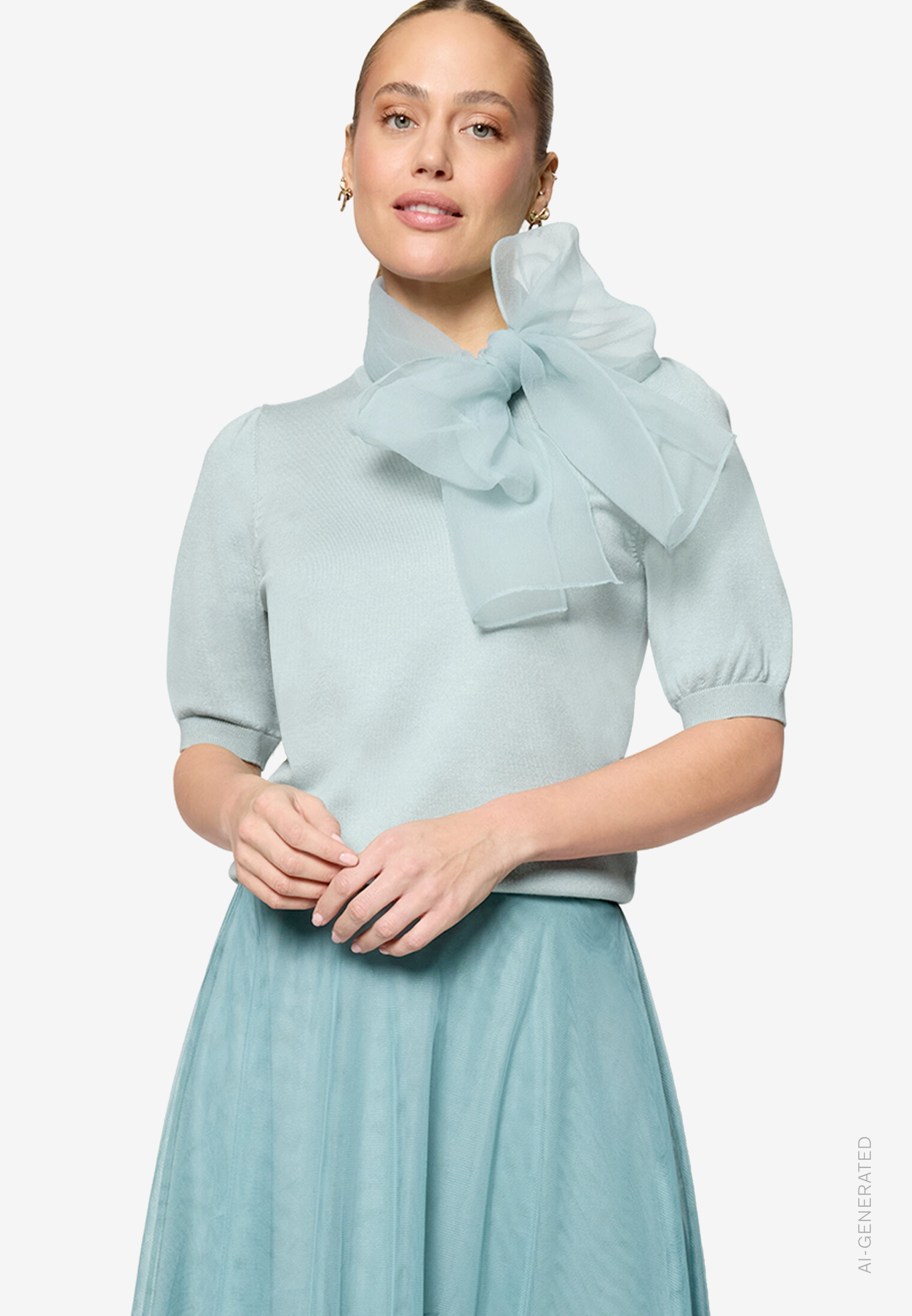 Kurzarmpullover mit Schleife