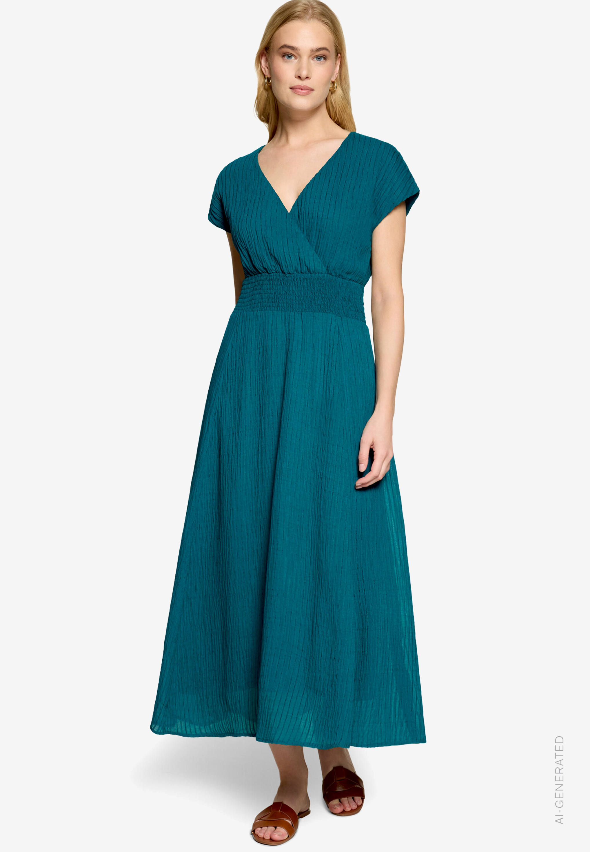 Maxikleid mit geraffter Taille