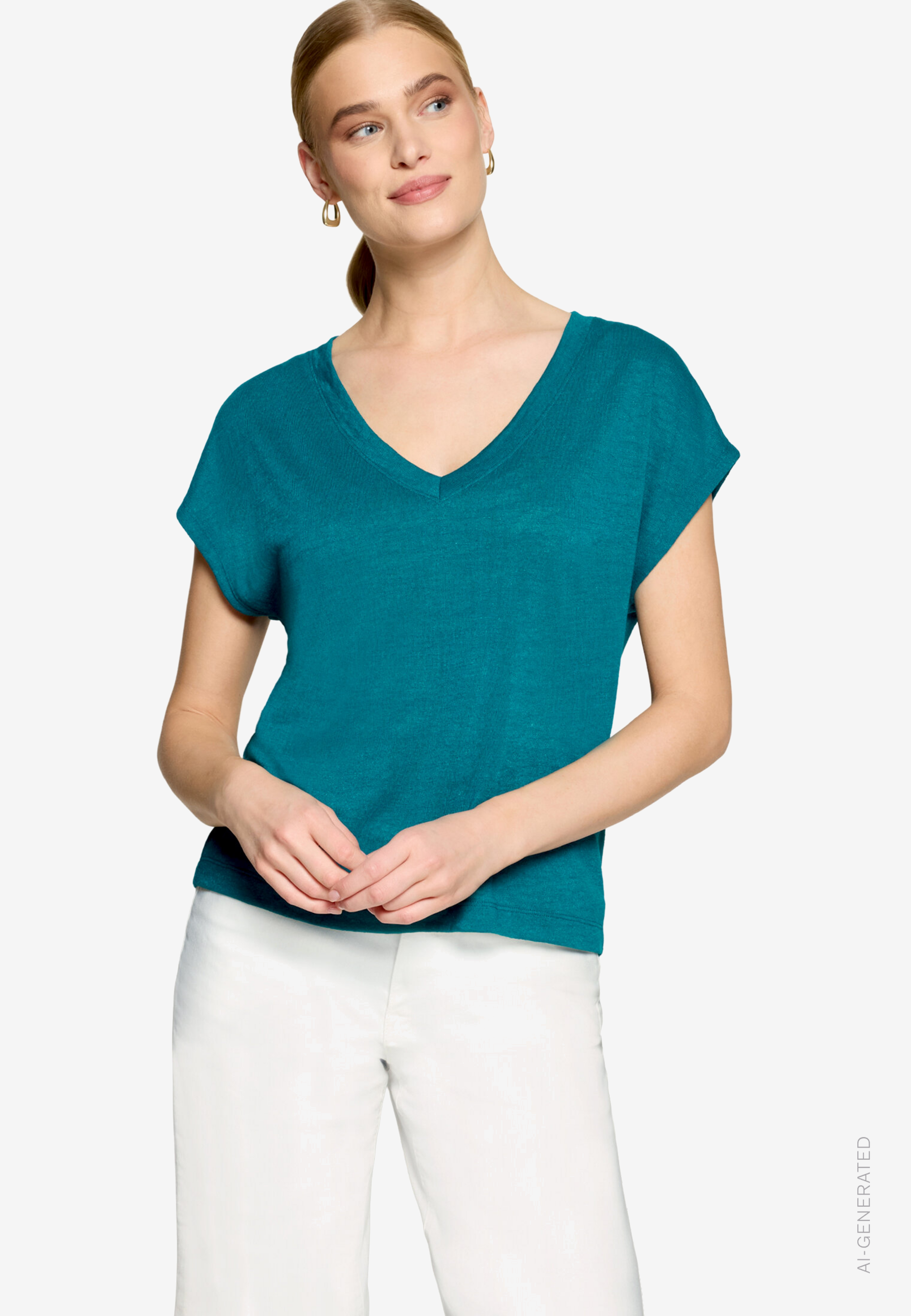 Basic-T-Shirt Mit V-Ausschnitt