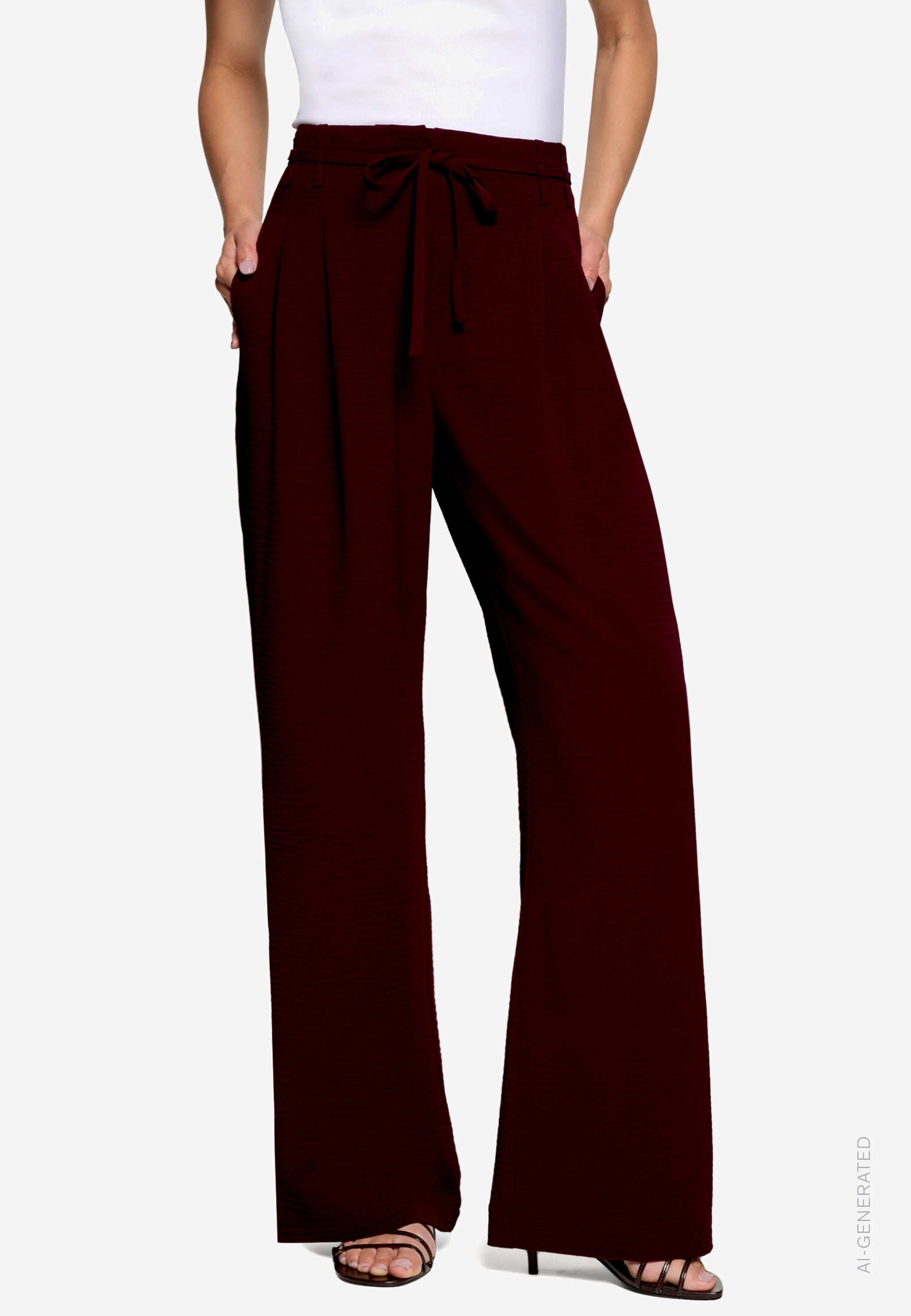 Elegante Stoffhose mit Bindegürtel