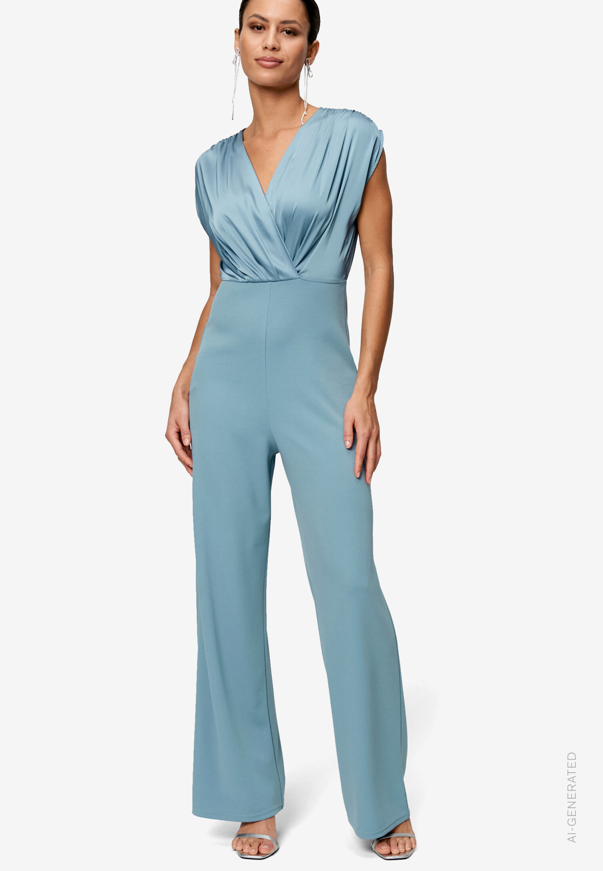 Jumpsuit im Materialmix