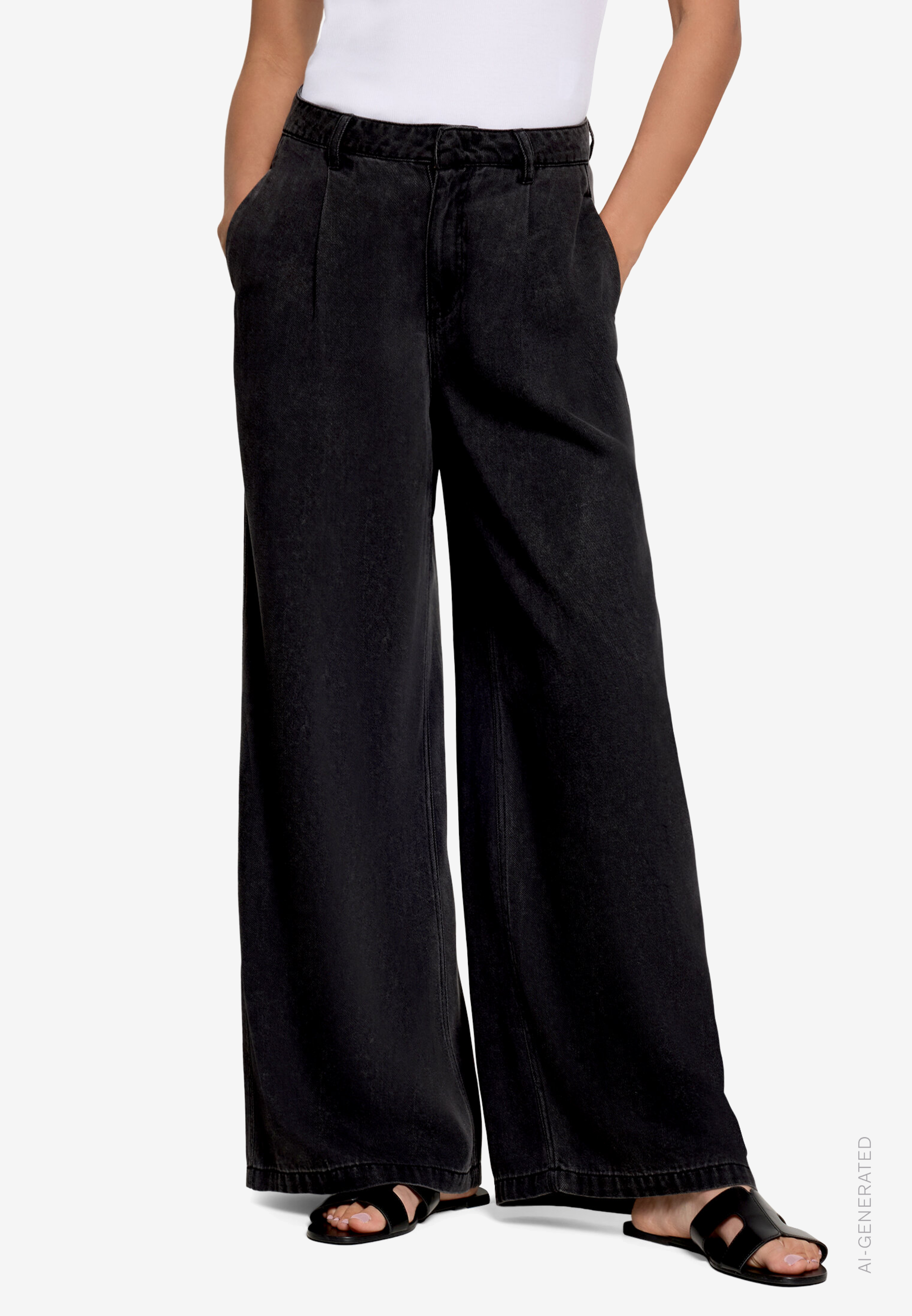 Wideleg-Hose Mit Bundfalten