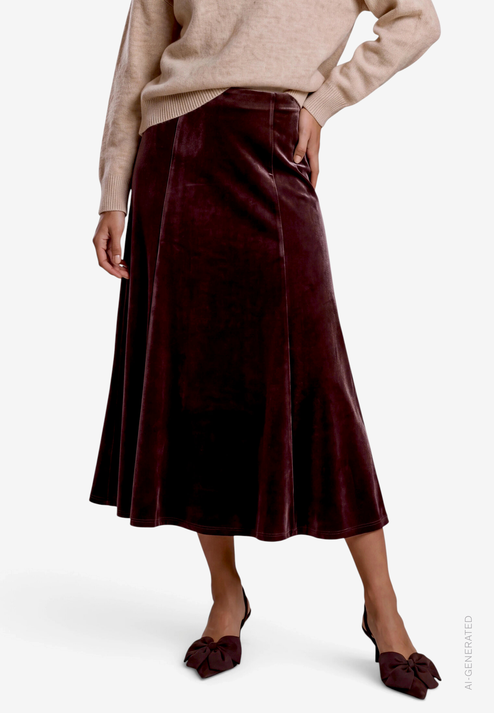 Damen Midirock  aus Samt