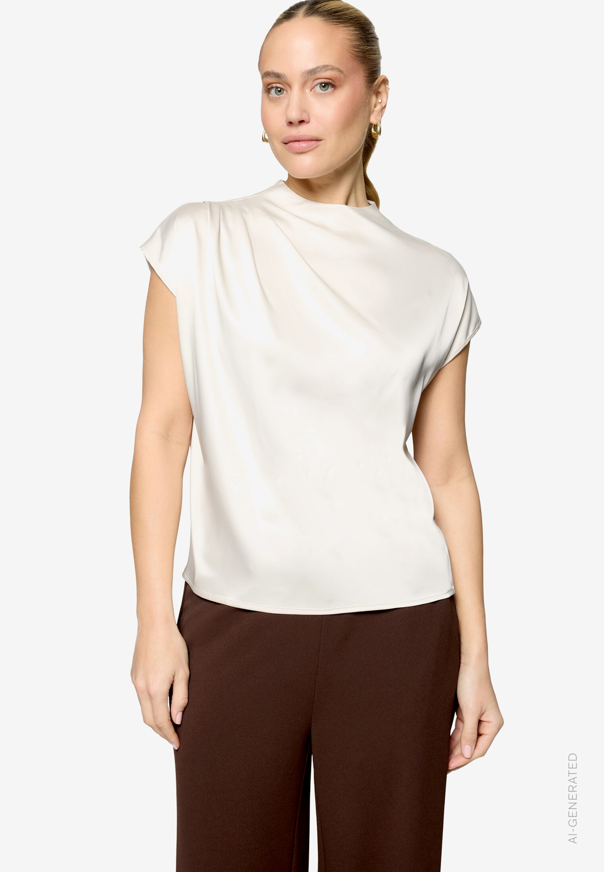 Satinbluse Mit Stehkragen