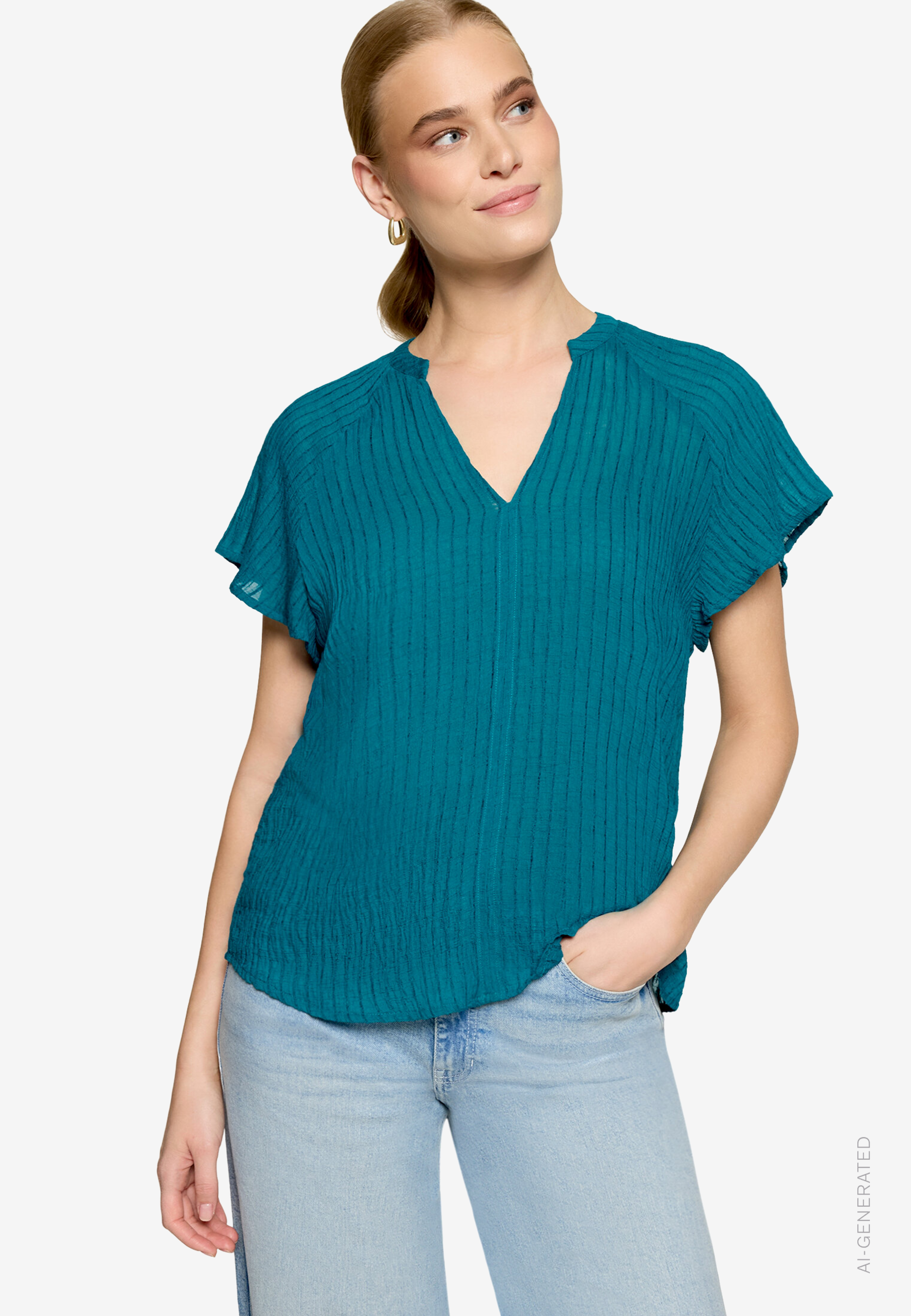 Bluse transparent mit V-Ausschnitt