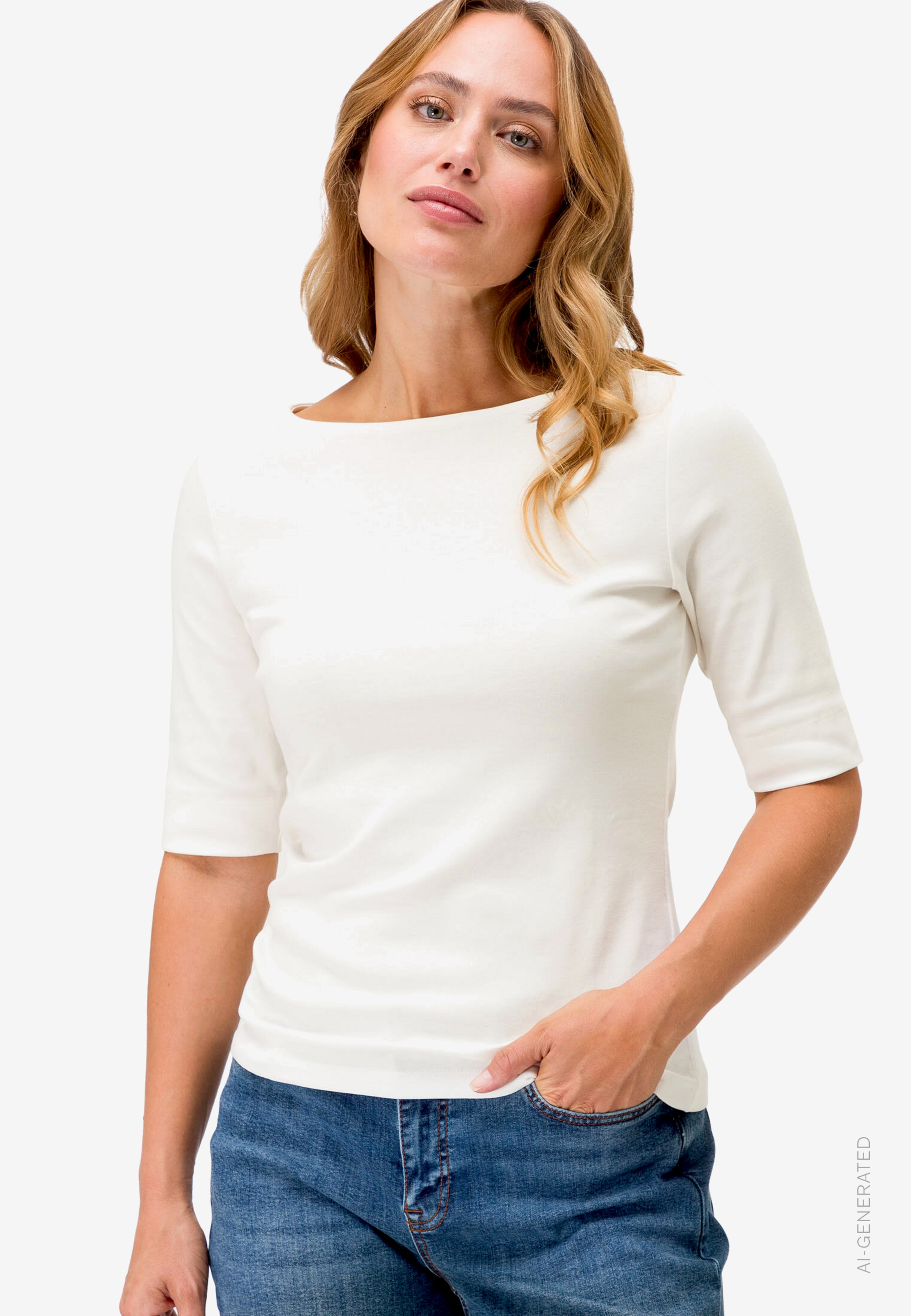 Basic Shirt mit U-Boot-Ausschnitt