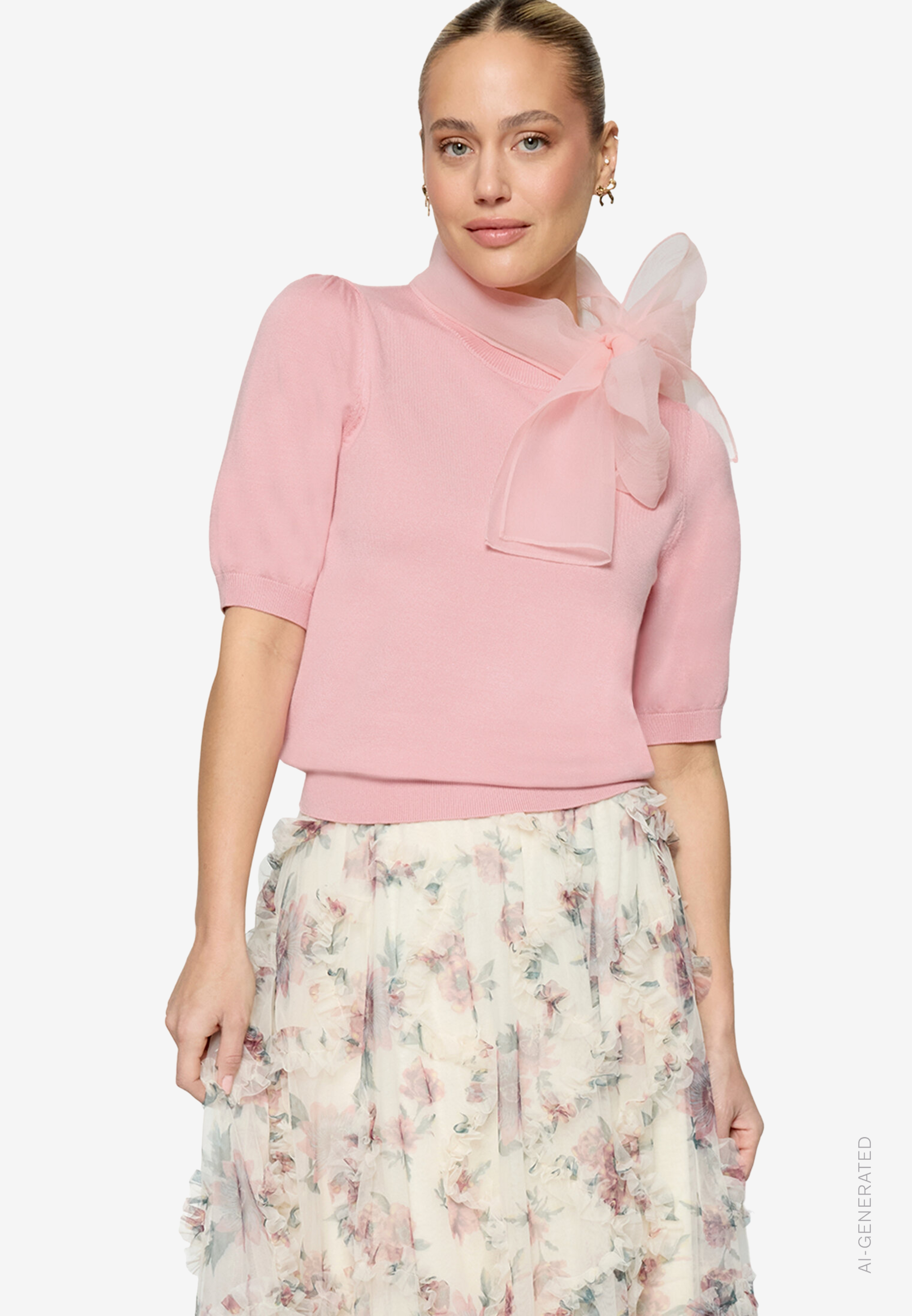 Kurzarmpullover mit Schleife