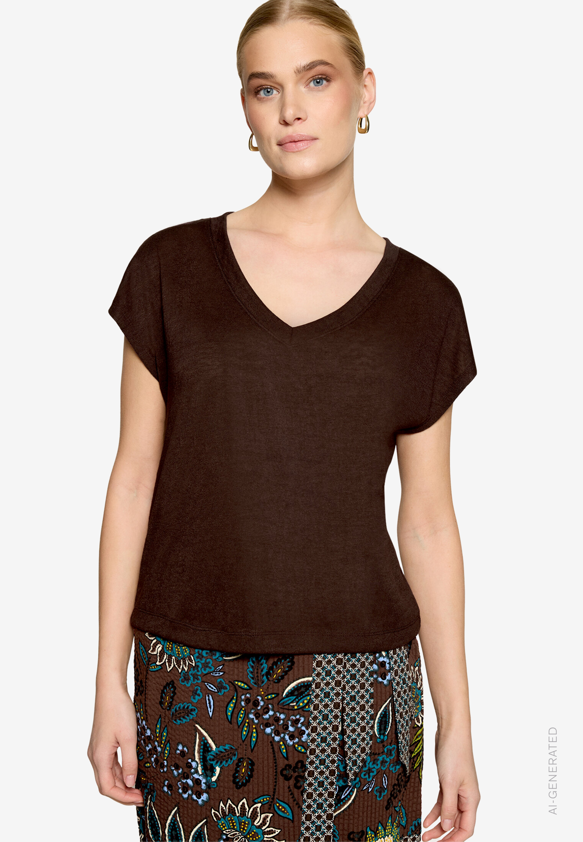 Basic-T-Shirt mit V-Ausschnitt