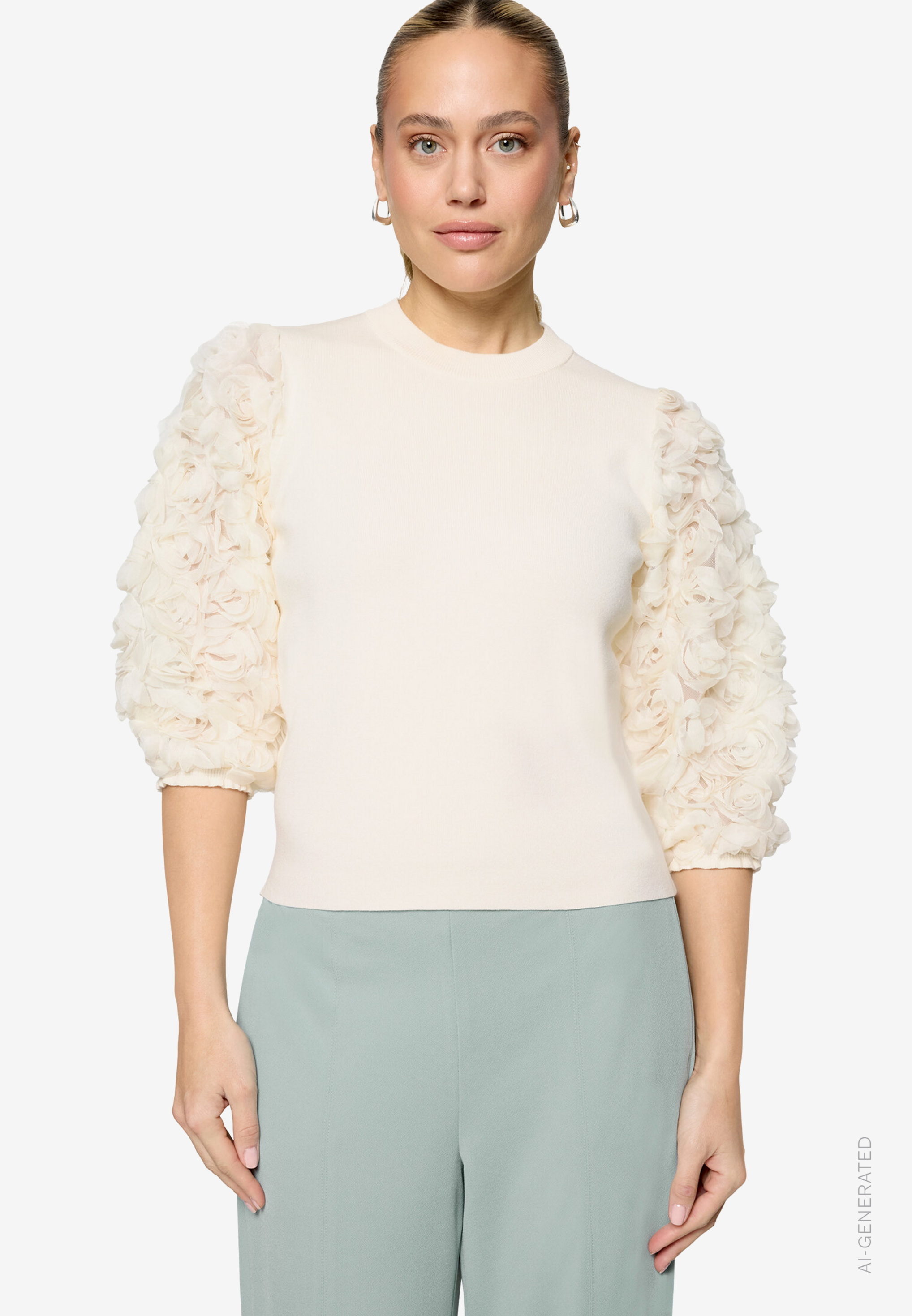 Feinstrickpullover mit 3D Blüten