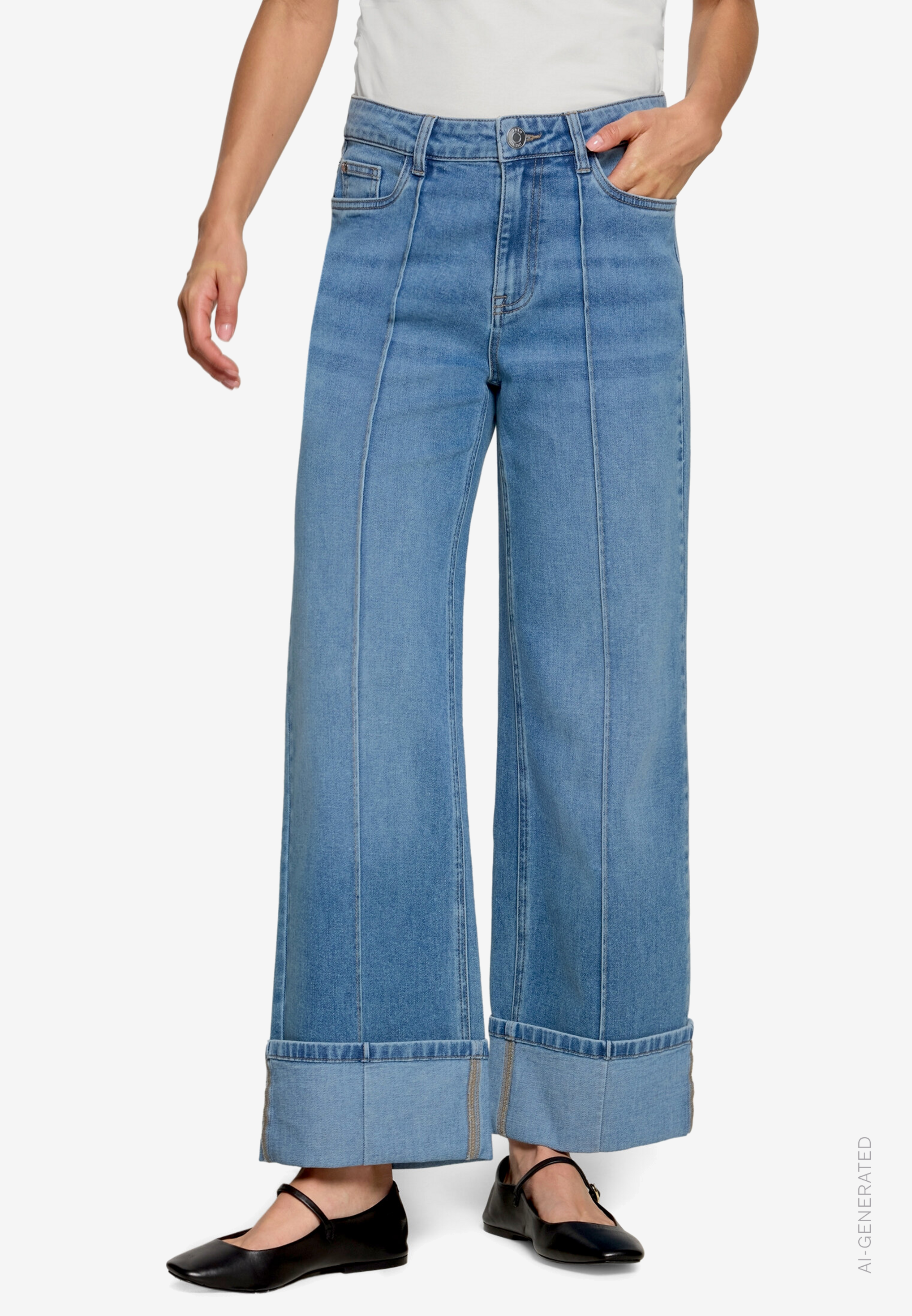 Flared Jeans mit breitem Umschlag Style Witney 32 Inch