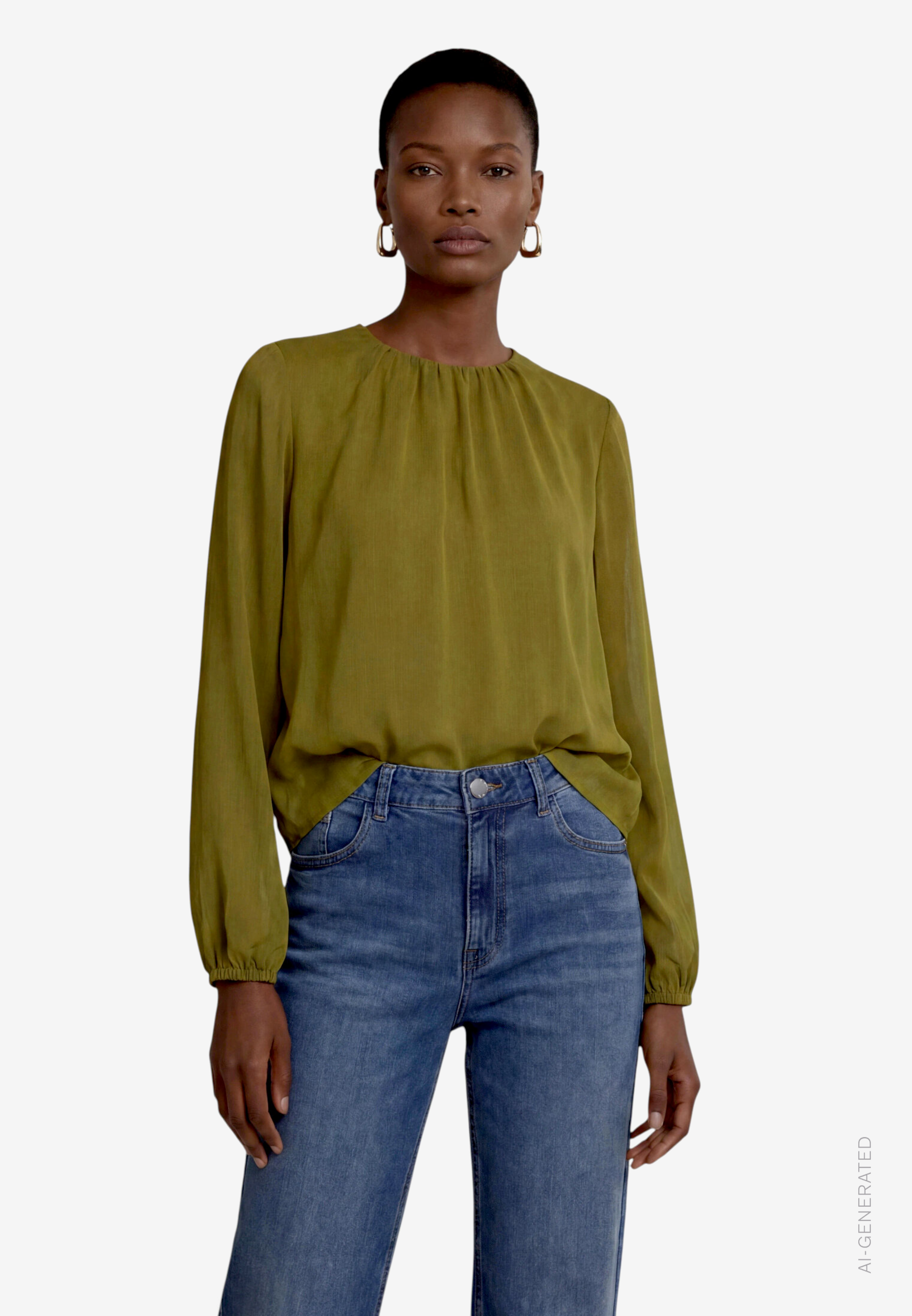 Chiffonbluse mit Crinkle-Effekt
