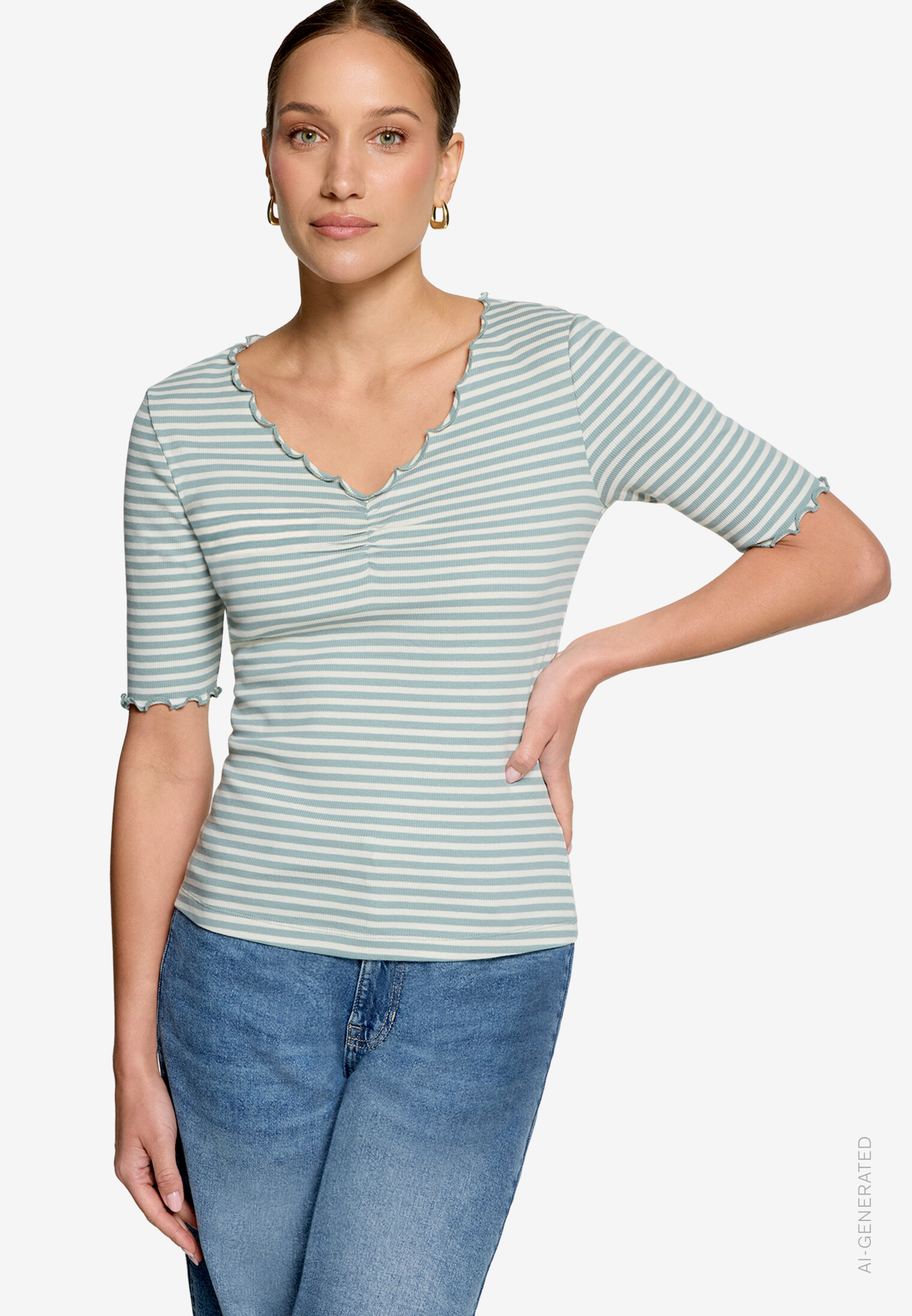 Shirt Gestreift Mit Raffung