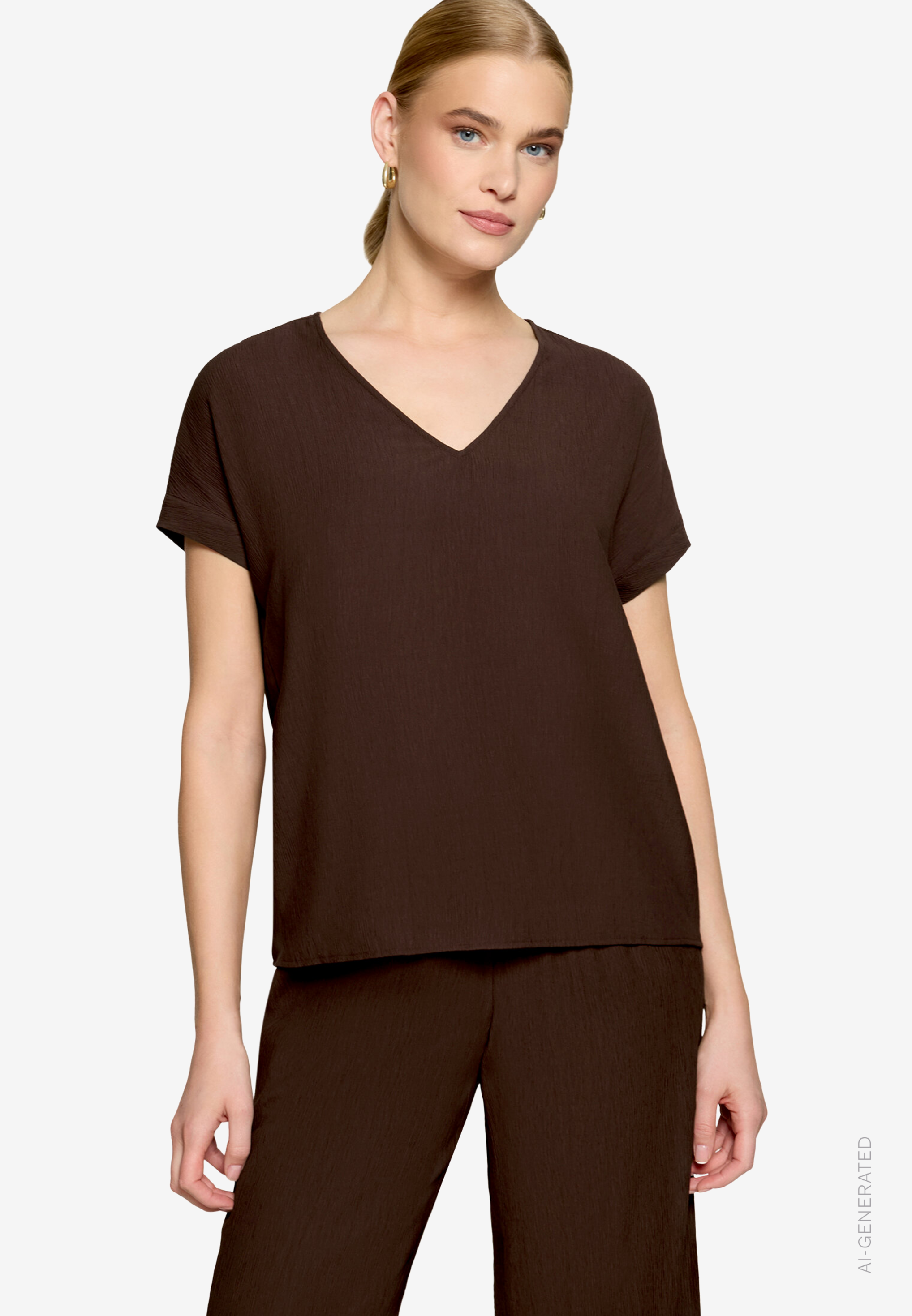 Bluse mit V-Ausschnitt und Bindedetail