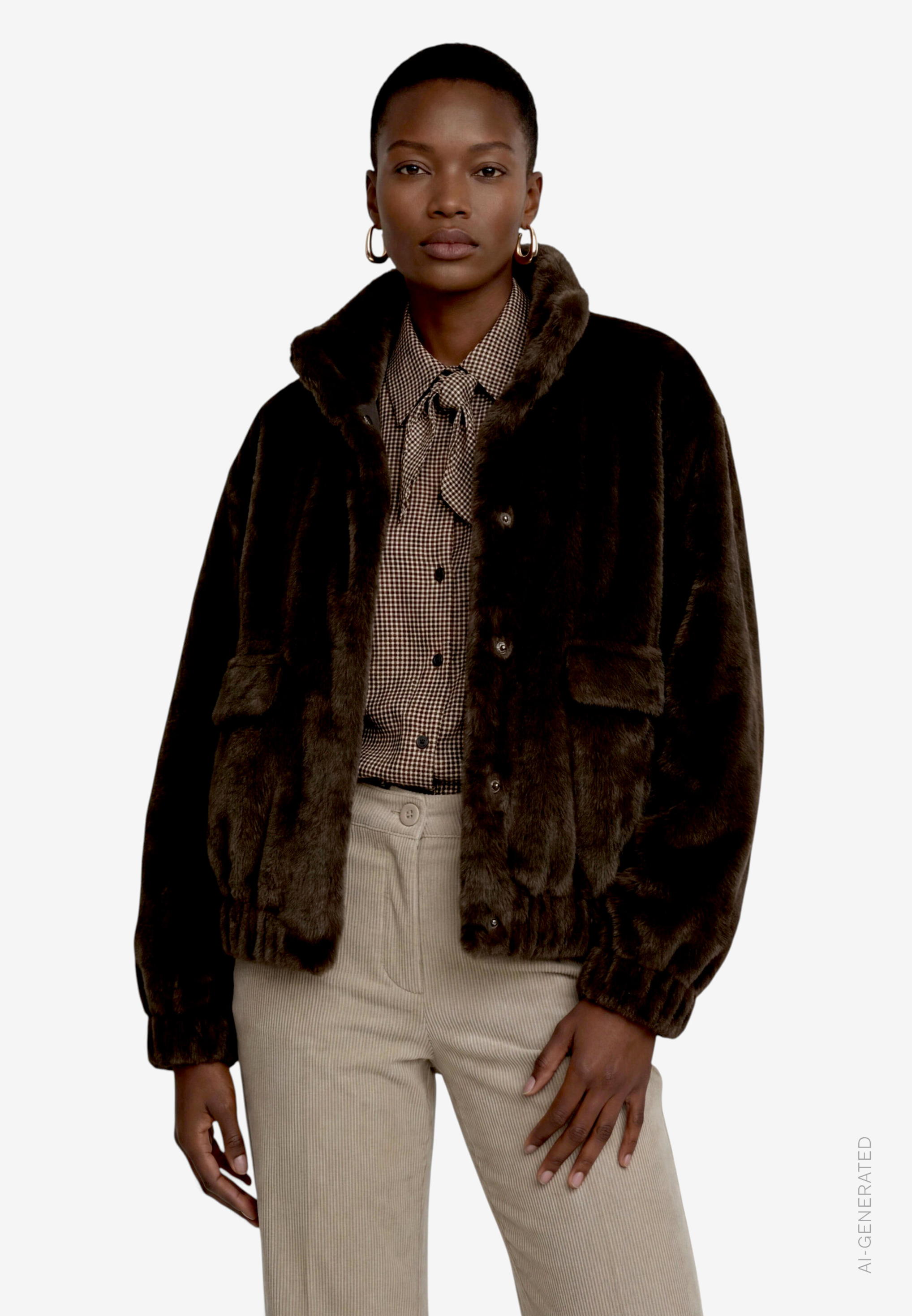 Plüschjacke mit Taschenklappen