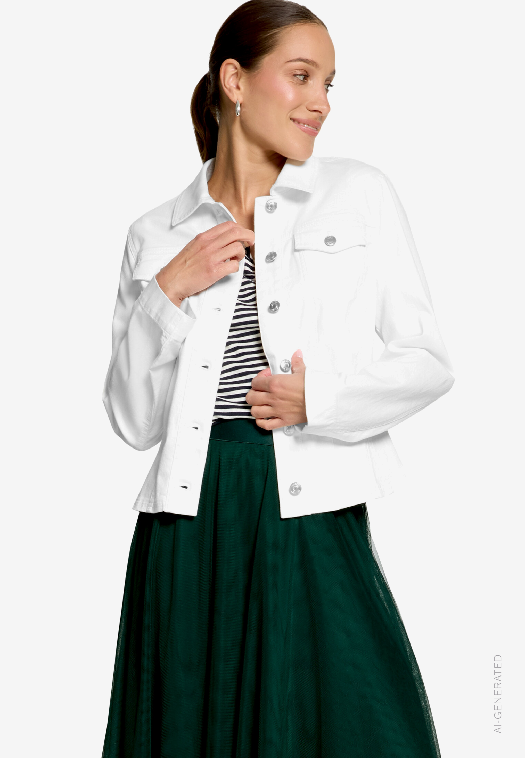Jeansjacke Tailliert Mit Knopfleiste