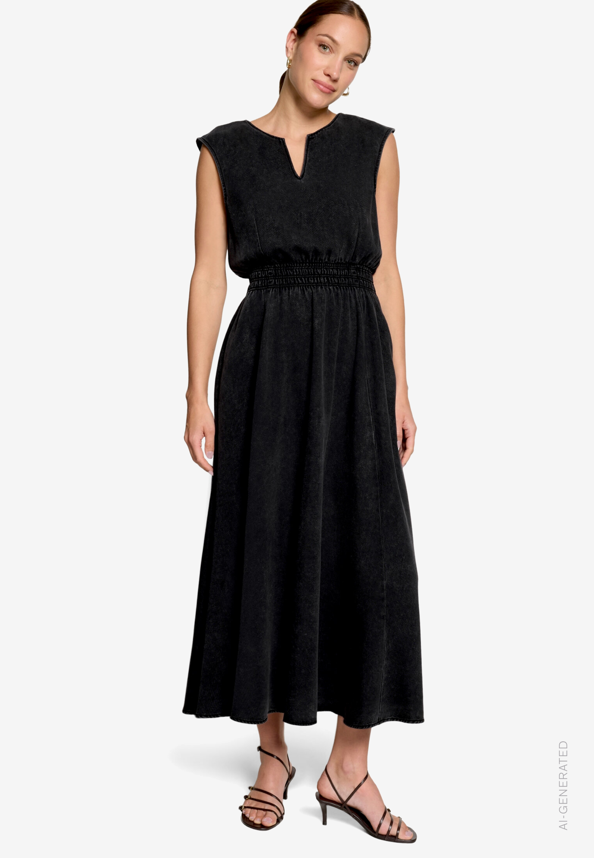 Midikleid mit elastischem Bund