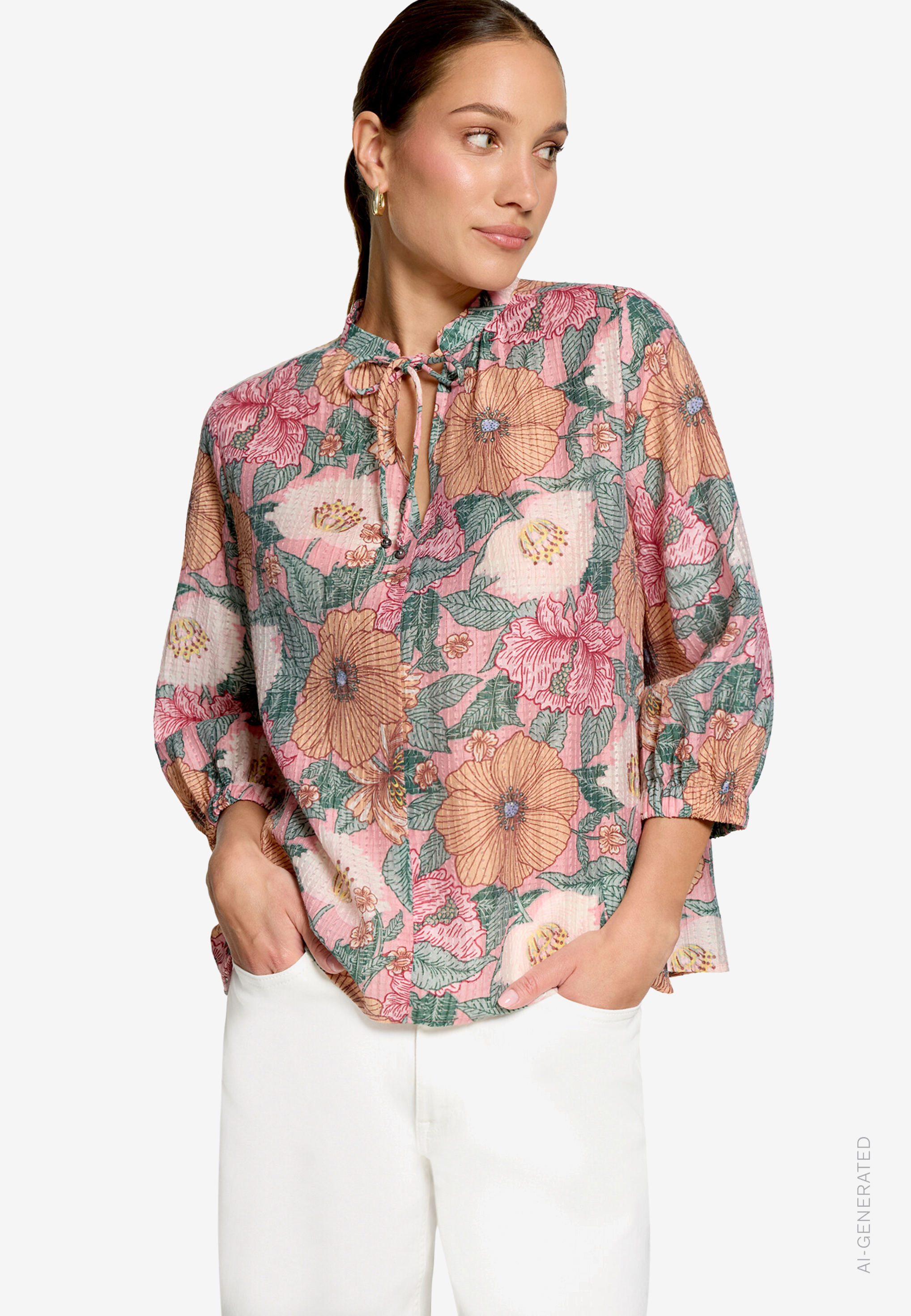 Schlupfbluse Mit Blumenmuster