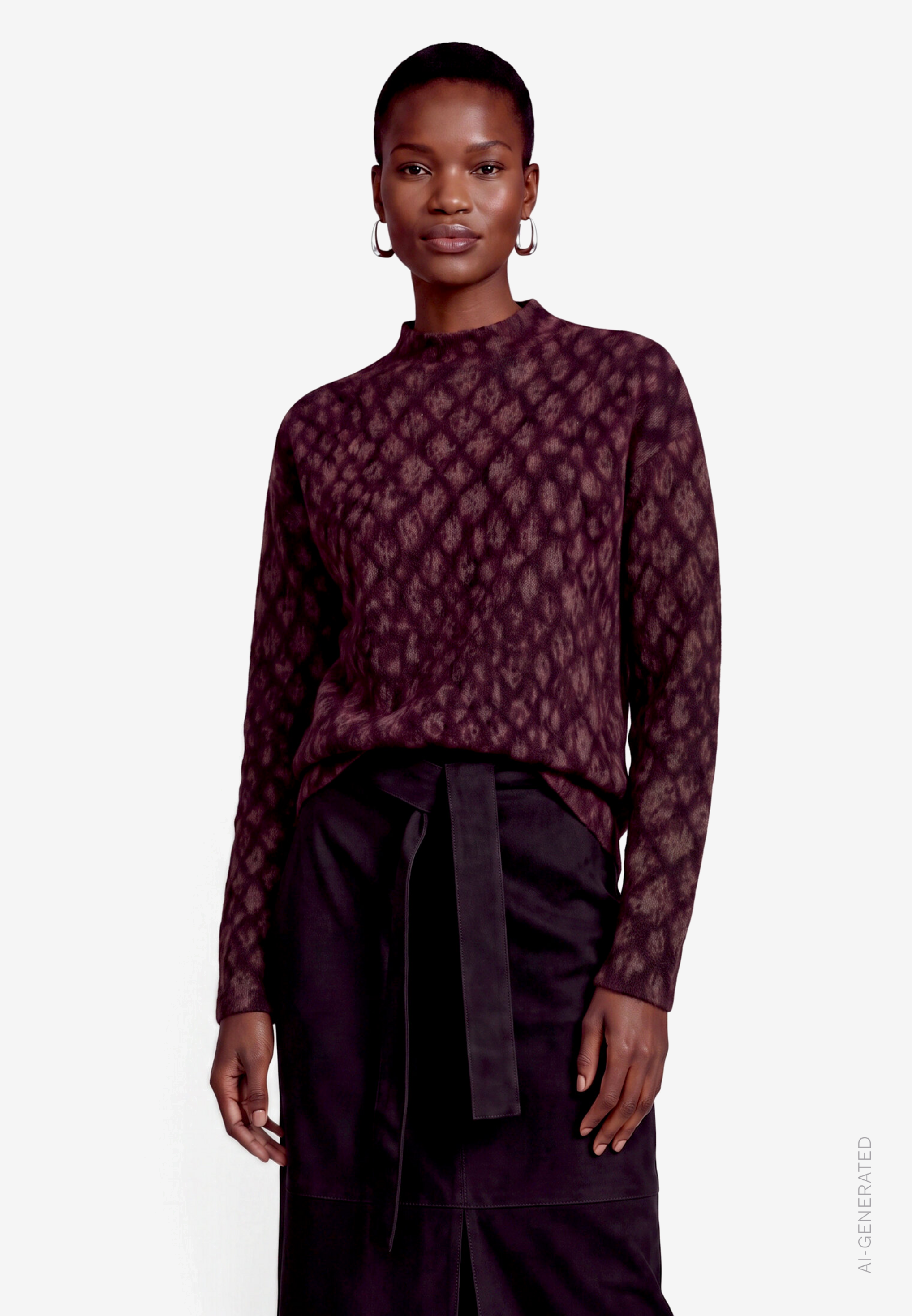 Strickpullover Kurz 1/1 Arm, Black/Brown
