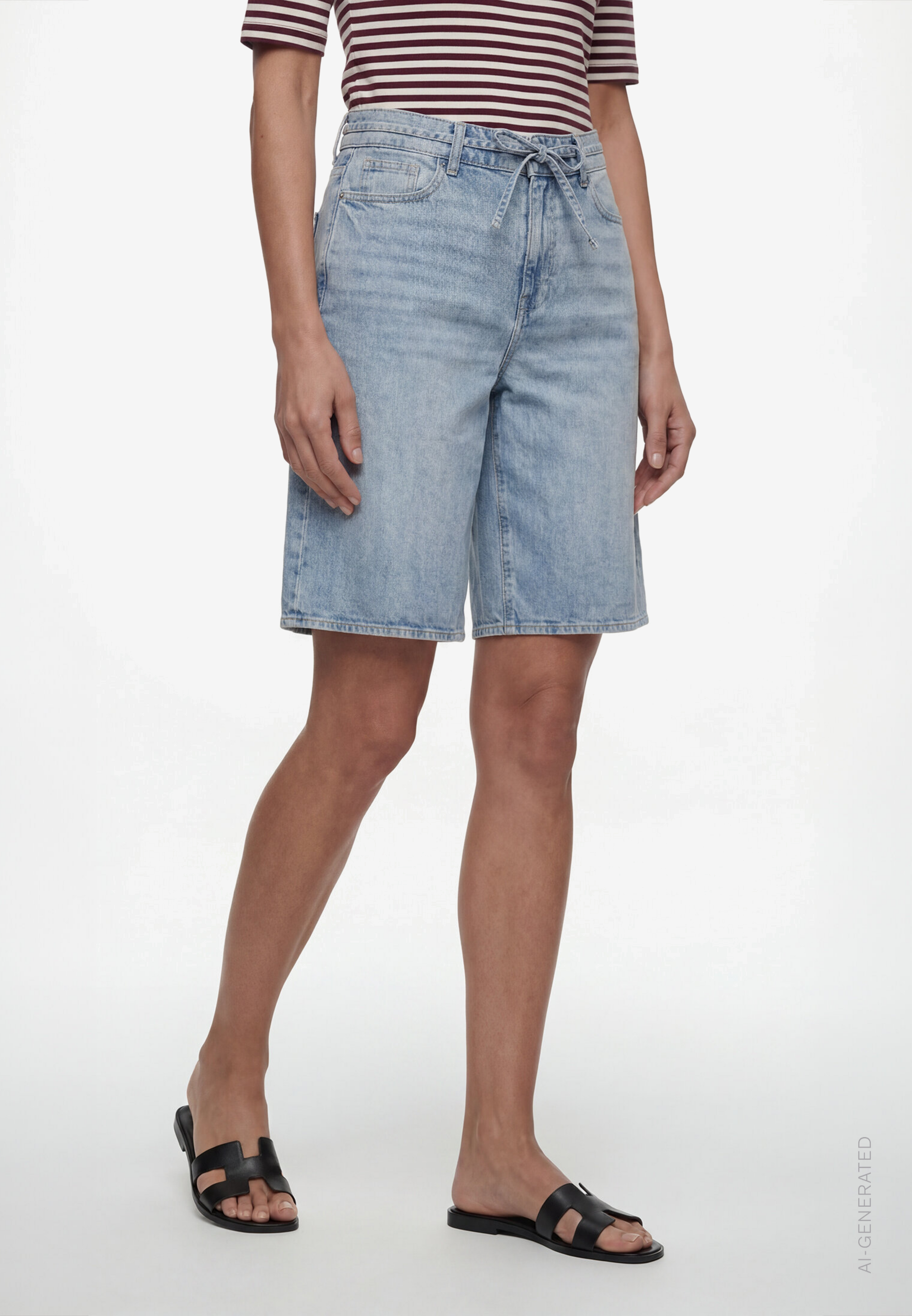 Jeans-Shorts Mit Bindedetail