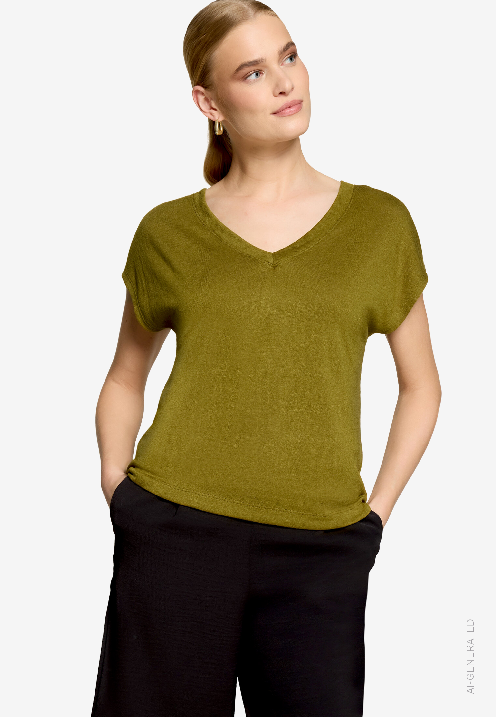Basic-T-Shirt mit V-Ausschnitt