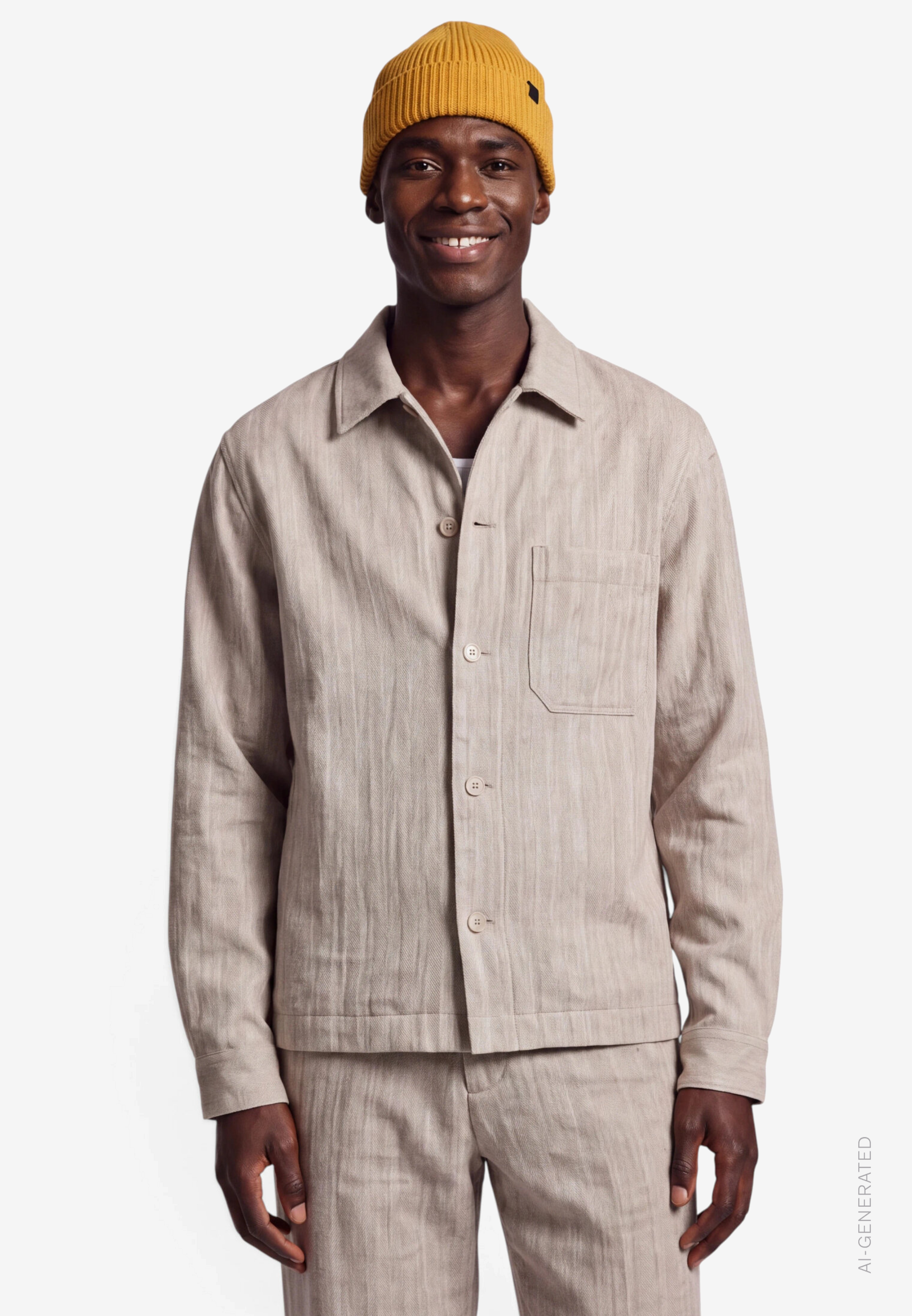 Herren Overshirt  im Regular Fit mit Fischgrätenmuster