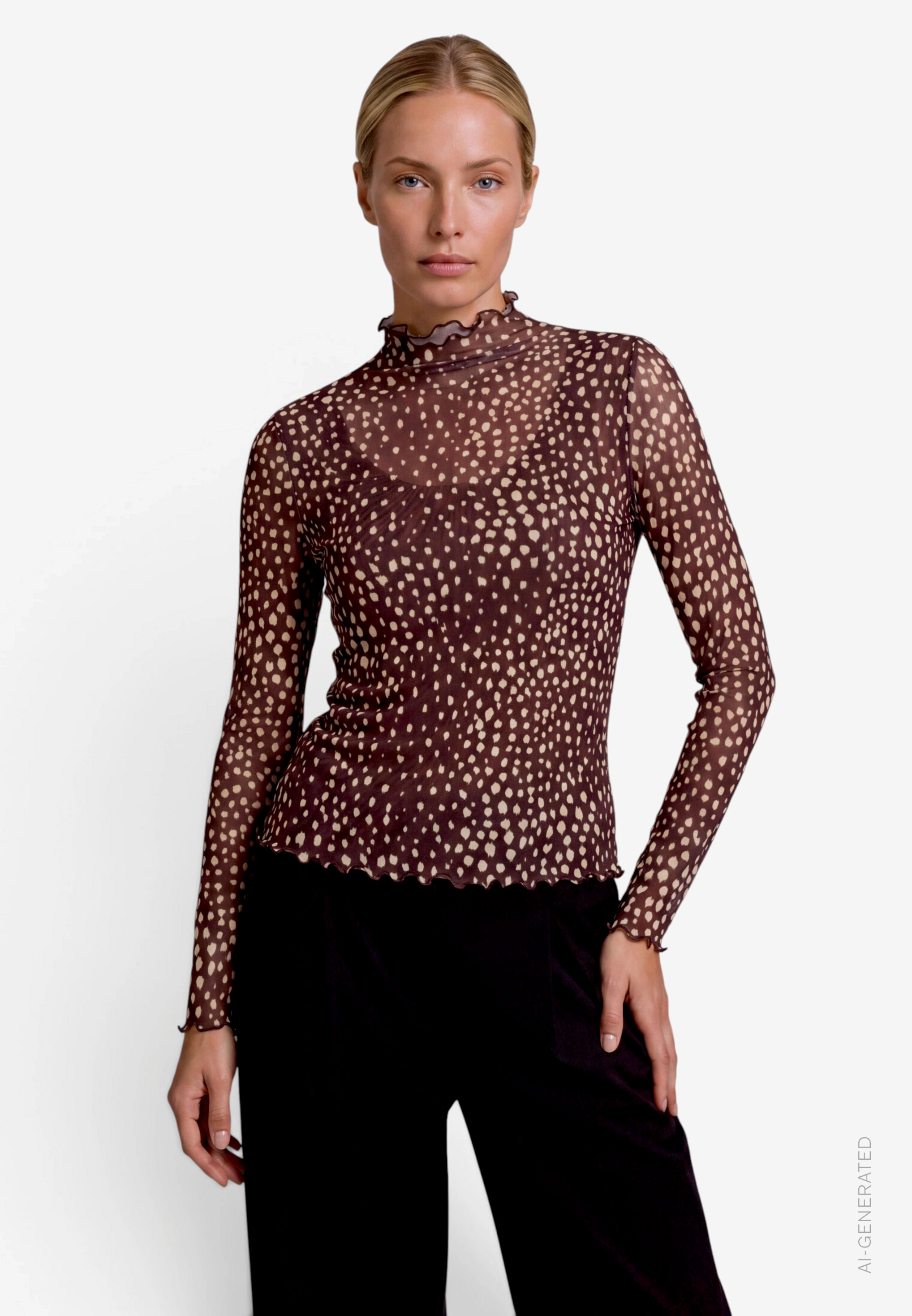 Damen Mesh-Shirt mit Punkten