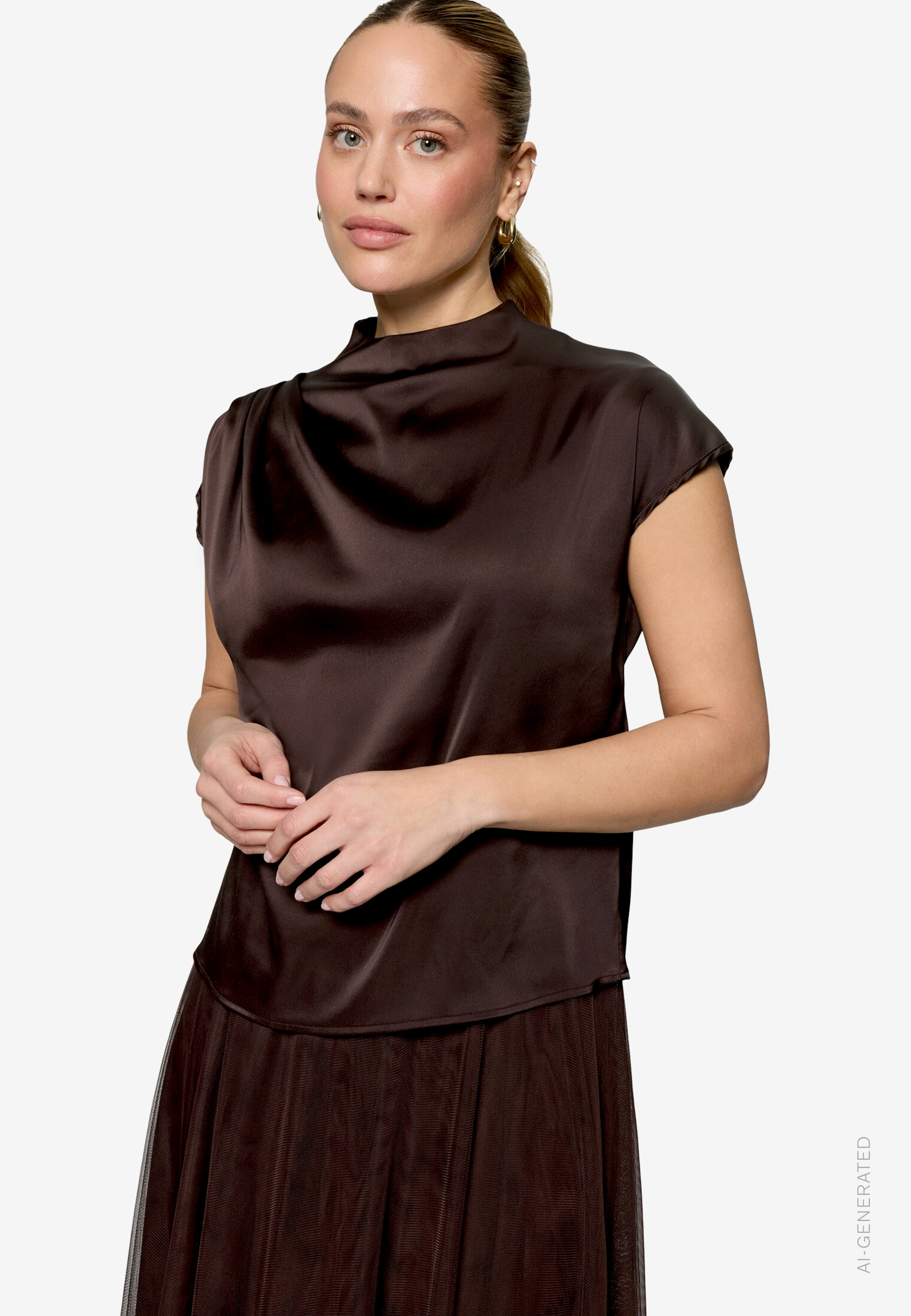 Satin-Bluse mit Kragen
