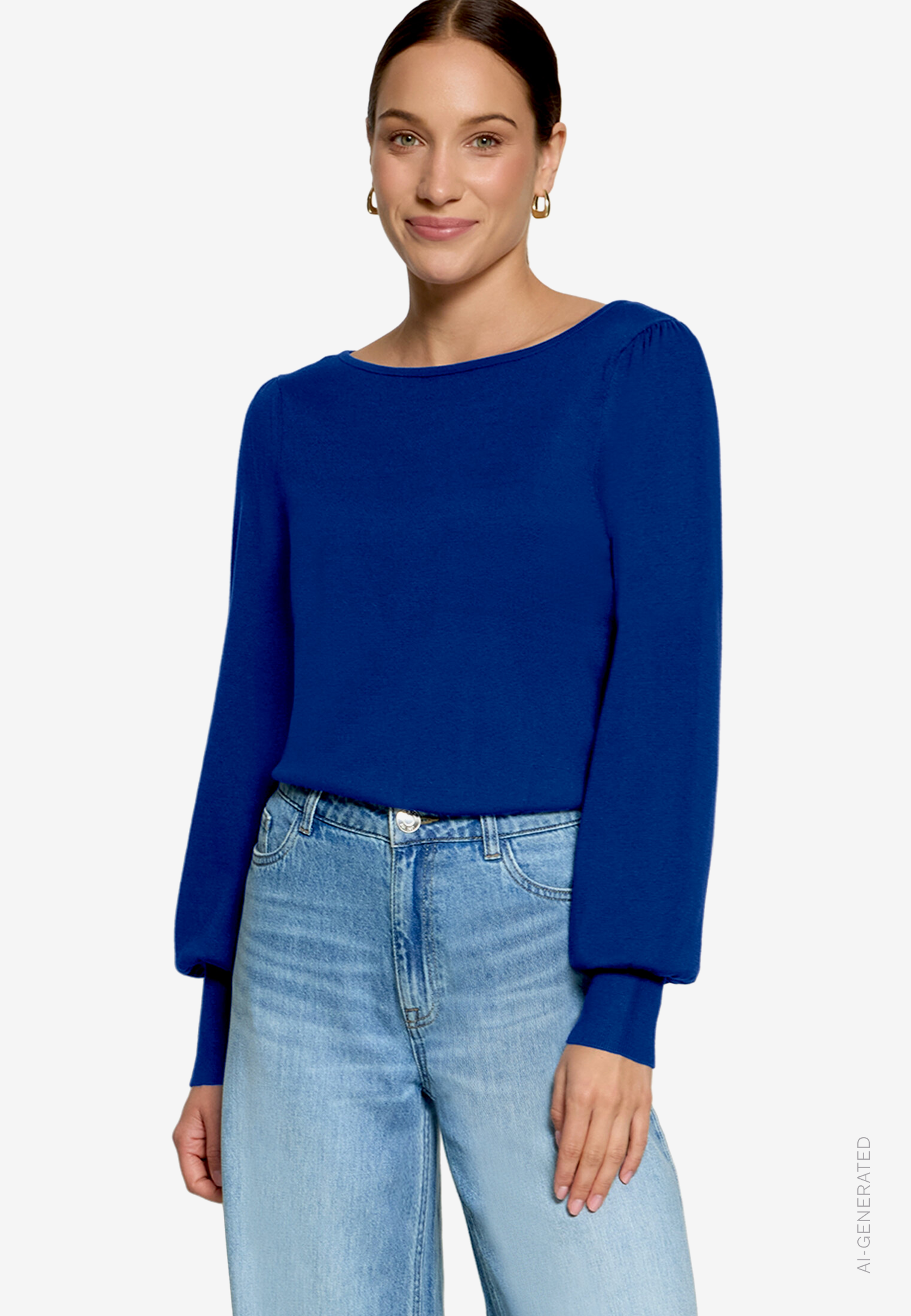 Feinstrickpullover mit U-Boot Ausschnitt