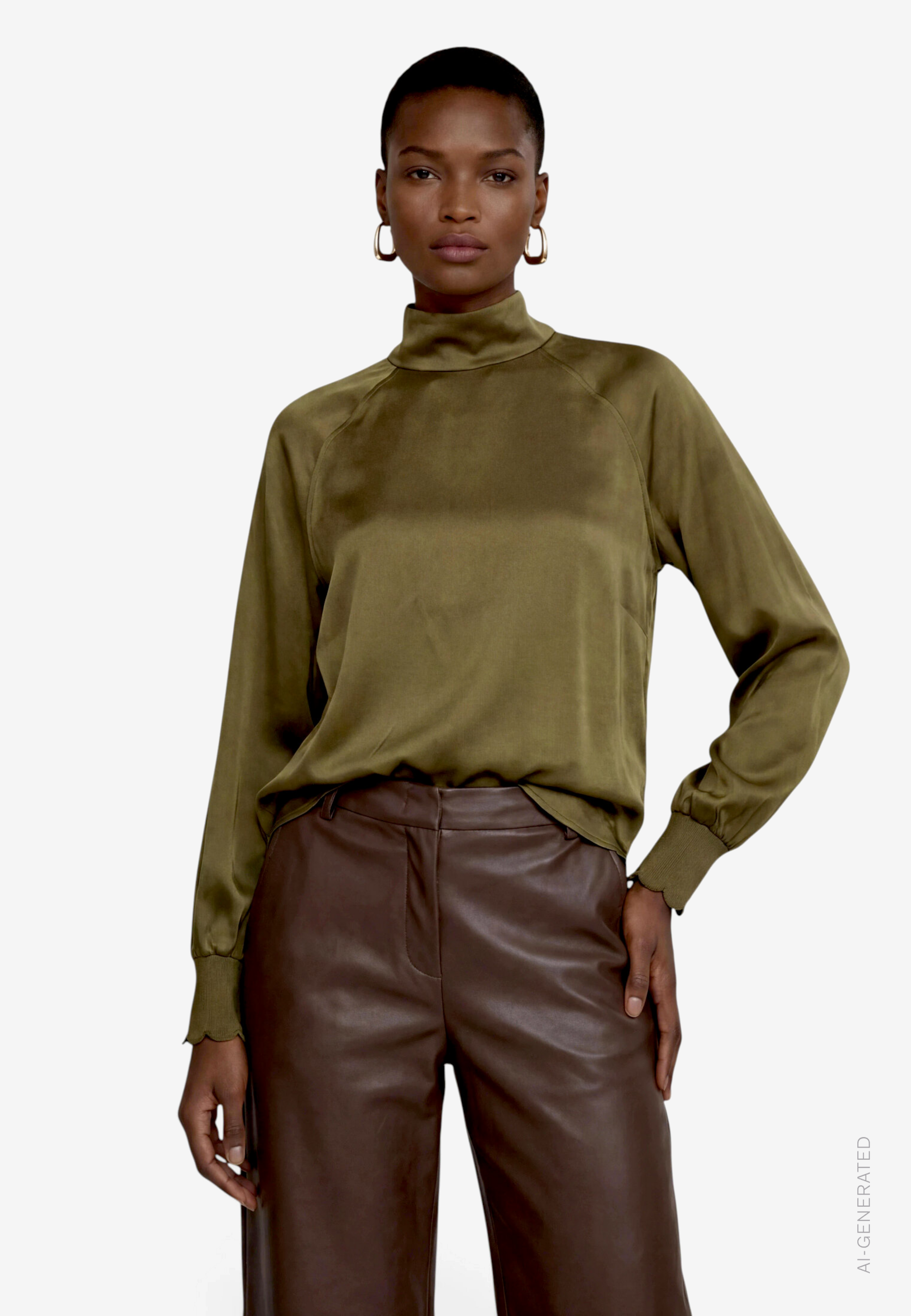 Satin-Bluse mit Kragen