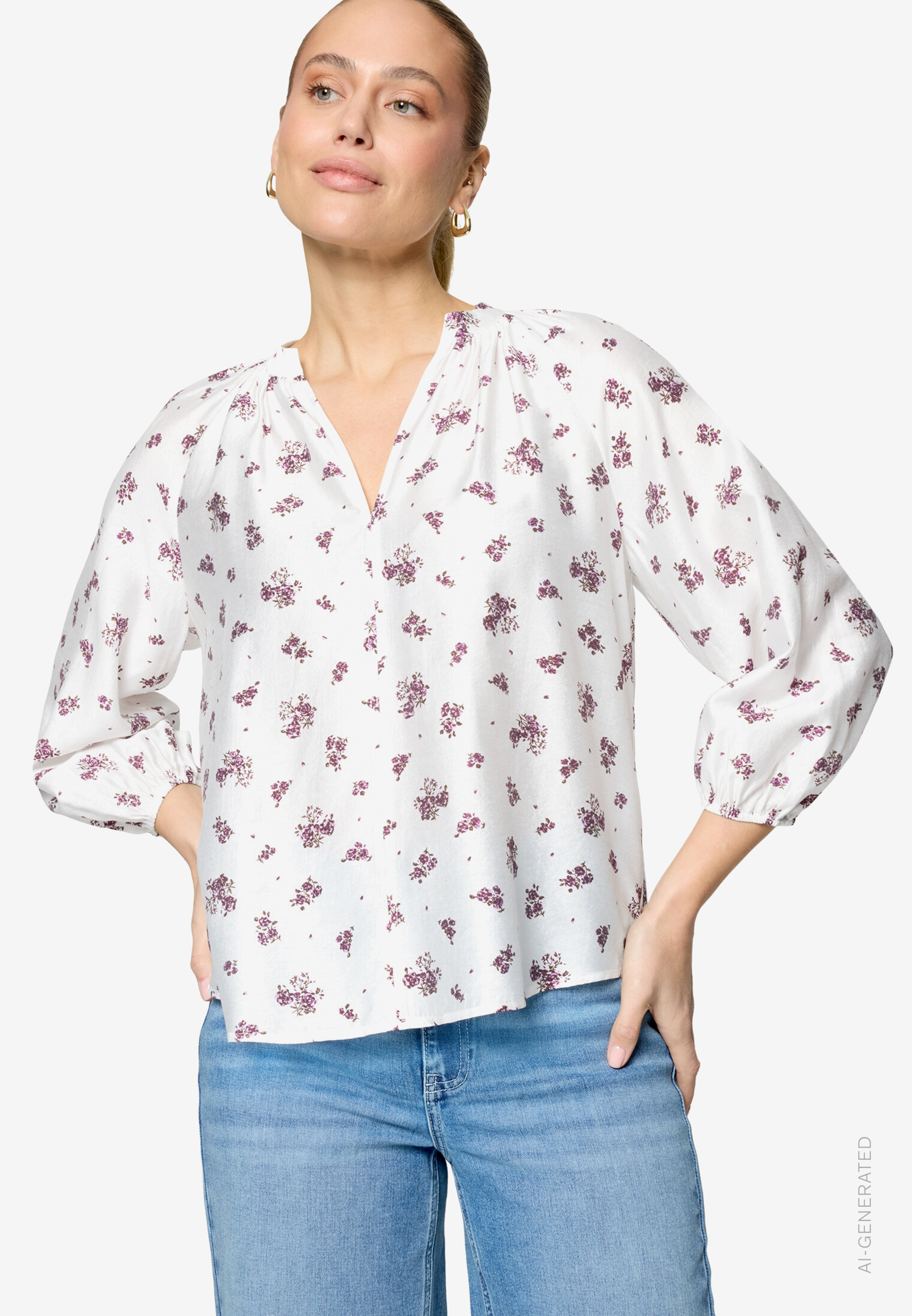 Schlupfbluse mit Blumen