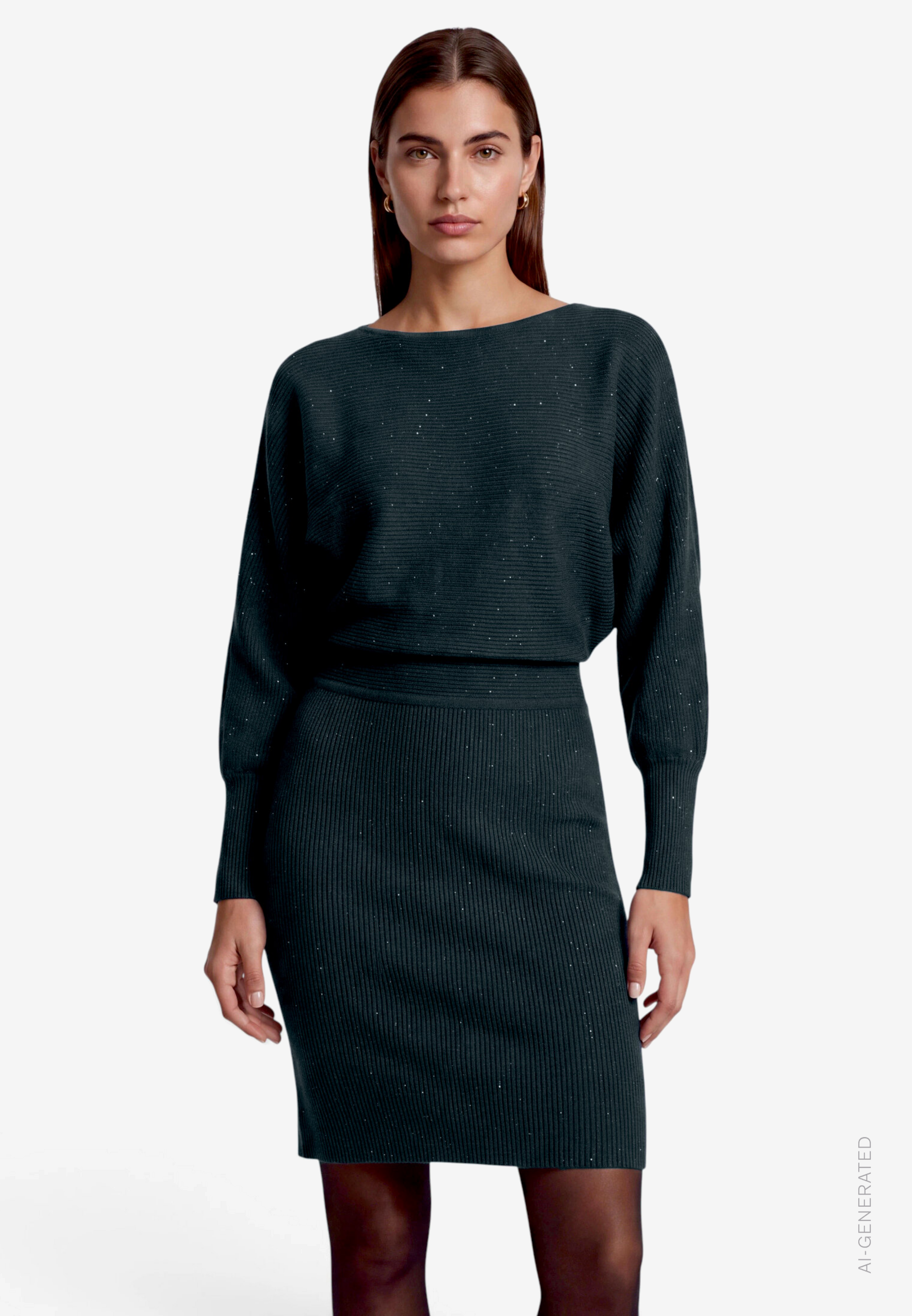 Damen Strickkleid langarm mit Glitzer