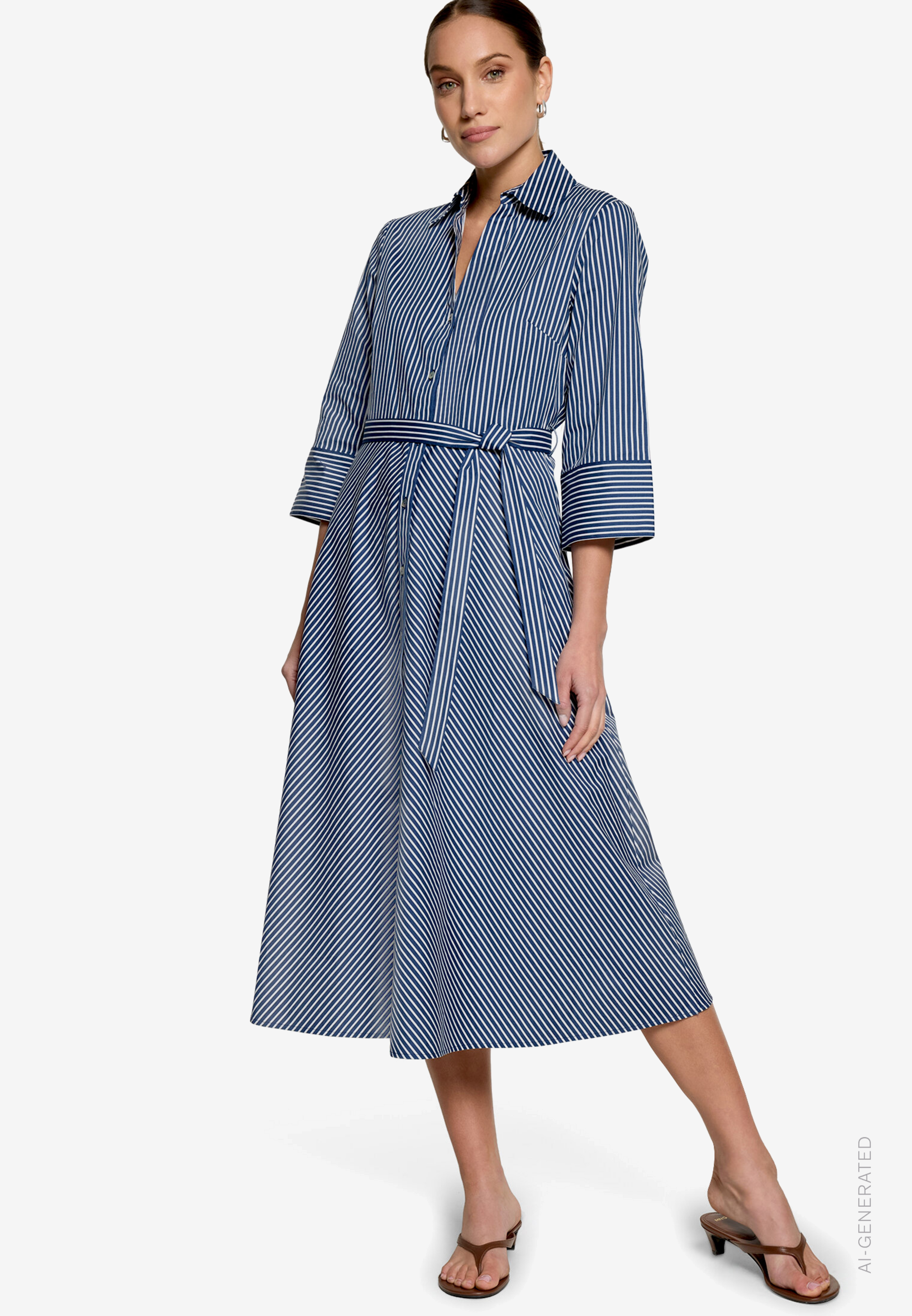 Hemdblusenkleid mit 3/4 Arm