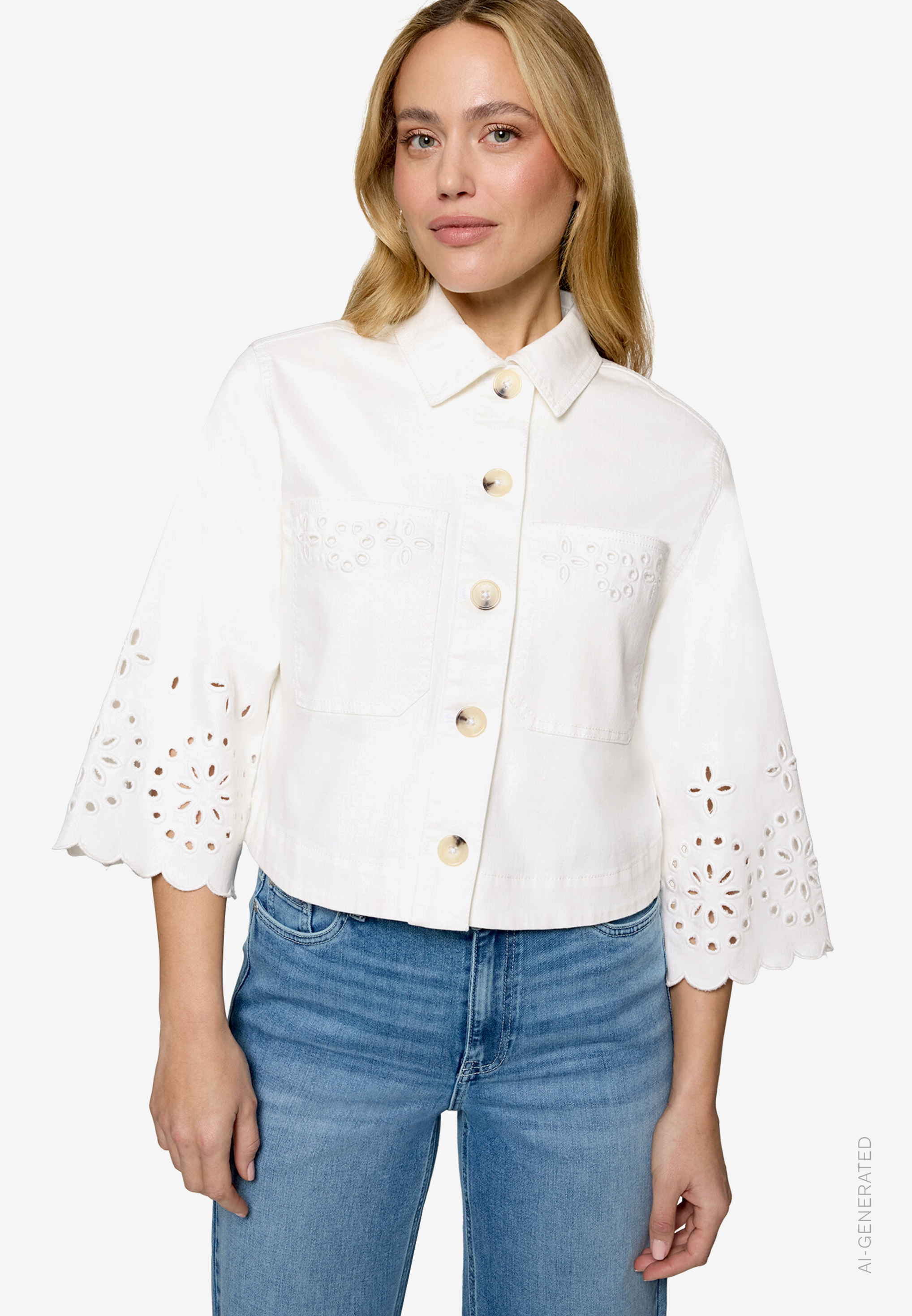 Blazer-Jacke mit Lochmuster