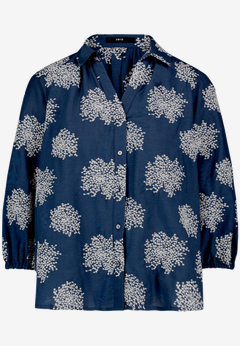 Oversized-Bluse  3/4 Arm mit Stickerei