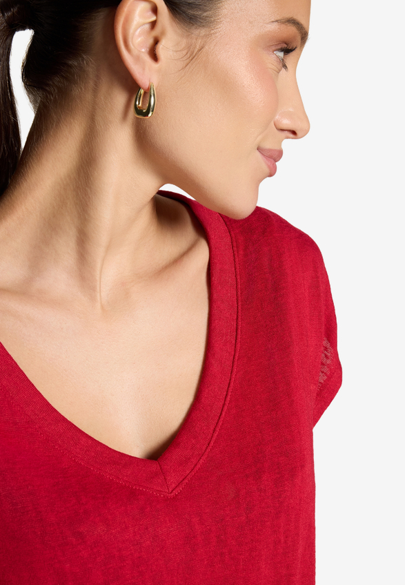 Basic-T-Shirt  mit V-Ausschnitt / Detailbild