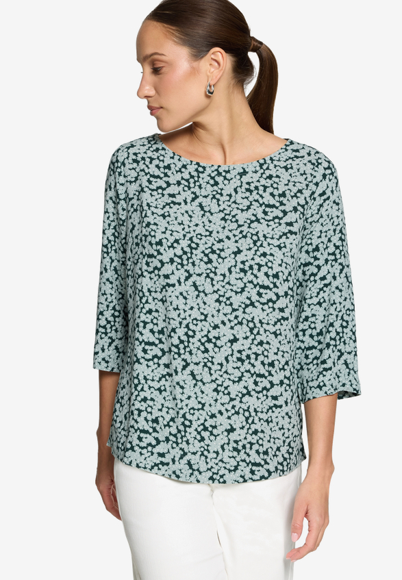 Blusenshirt mit Blumenmuster / Modellfoto Vorderseite