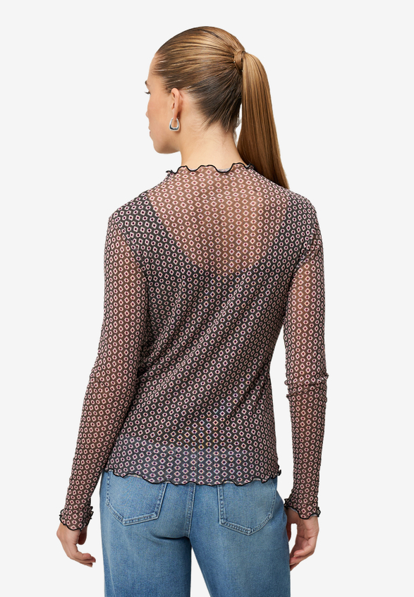 Mesh-Shirt mit grafischem Print / Modellfoto Rückseite