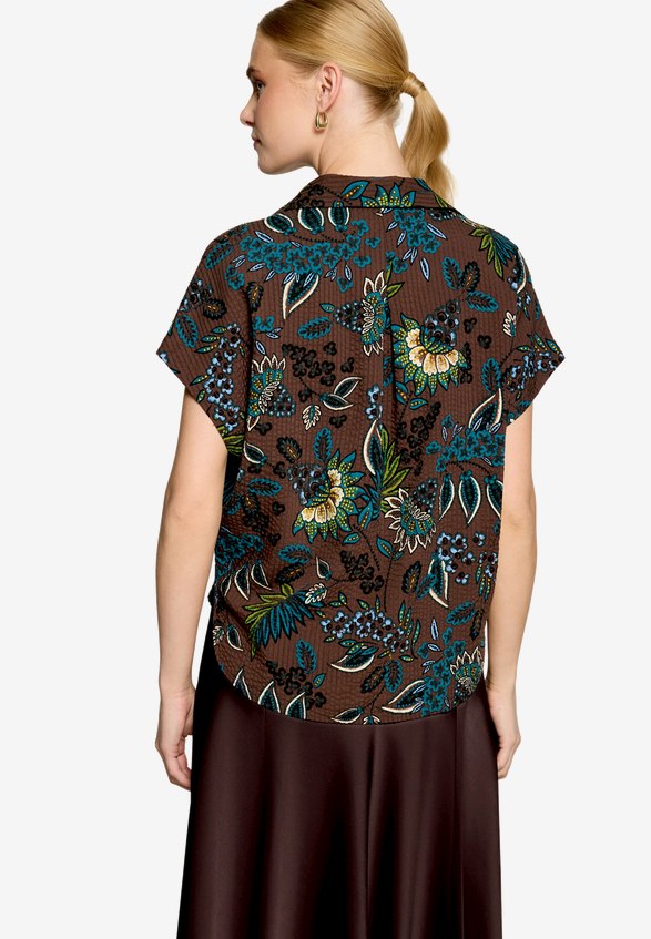 Bluse kurzarm mit Print  / Modellfoto Rückseite