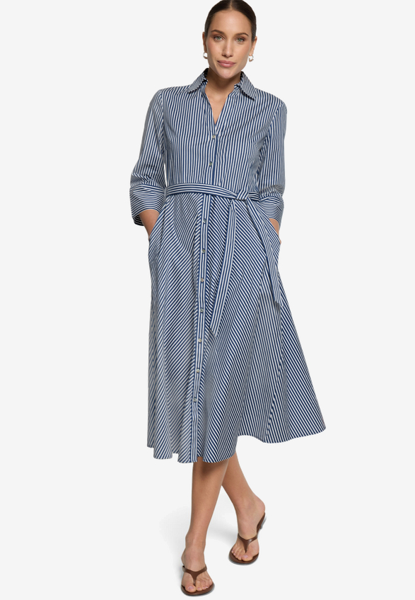 Hemdblusenkleid mit 3/4 Arm / Modellfoto Vorderseite (Outfit)